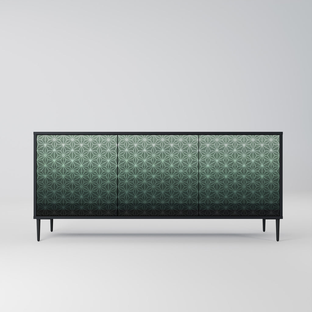 Aparador ORNAMENTAL GLIMMER de 3 puertas con acabado negro