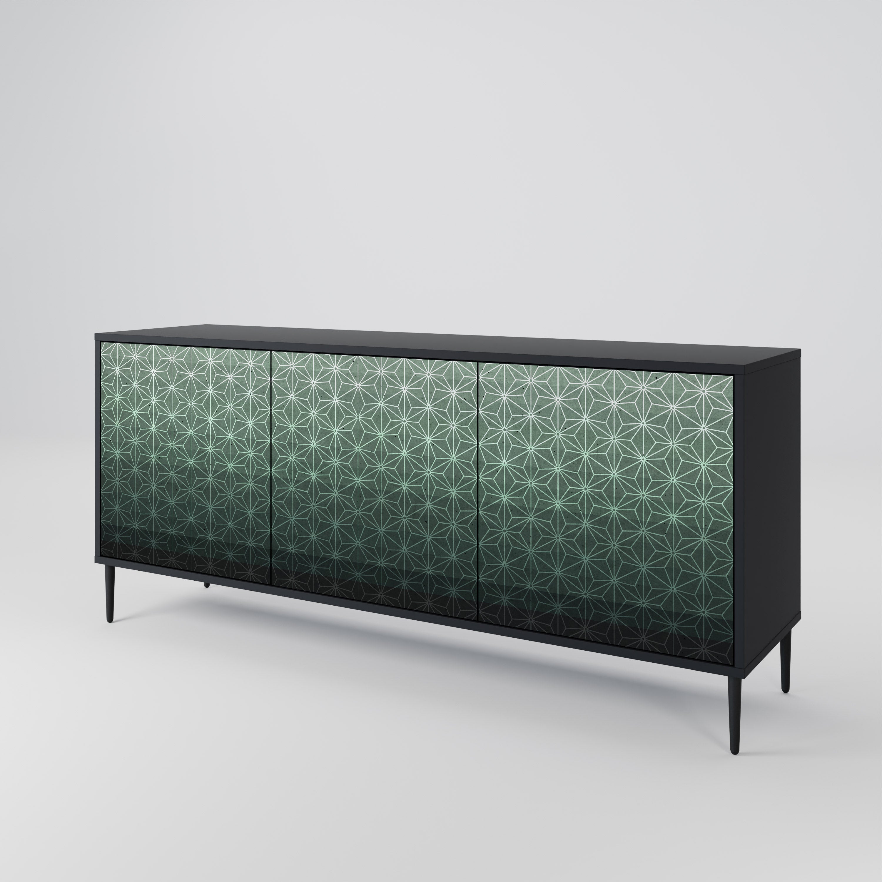 Aparador ORNAMENTAL GLIMMER de 3 puertas con acabado negro