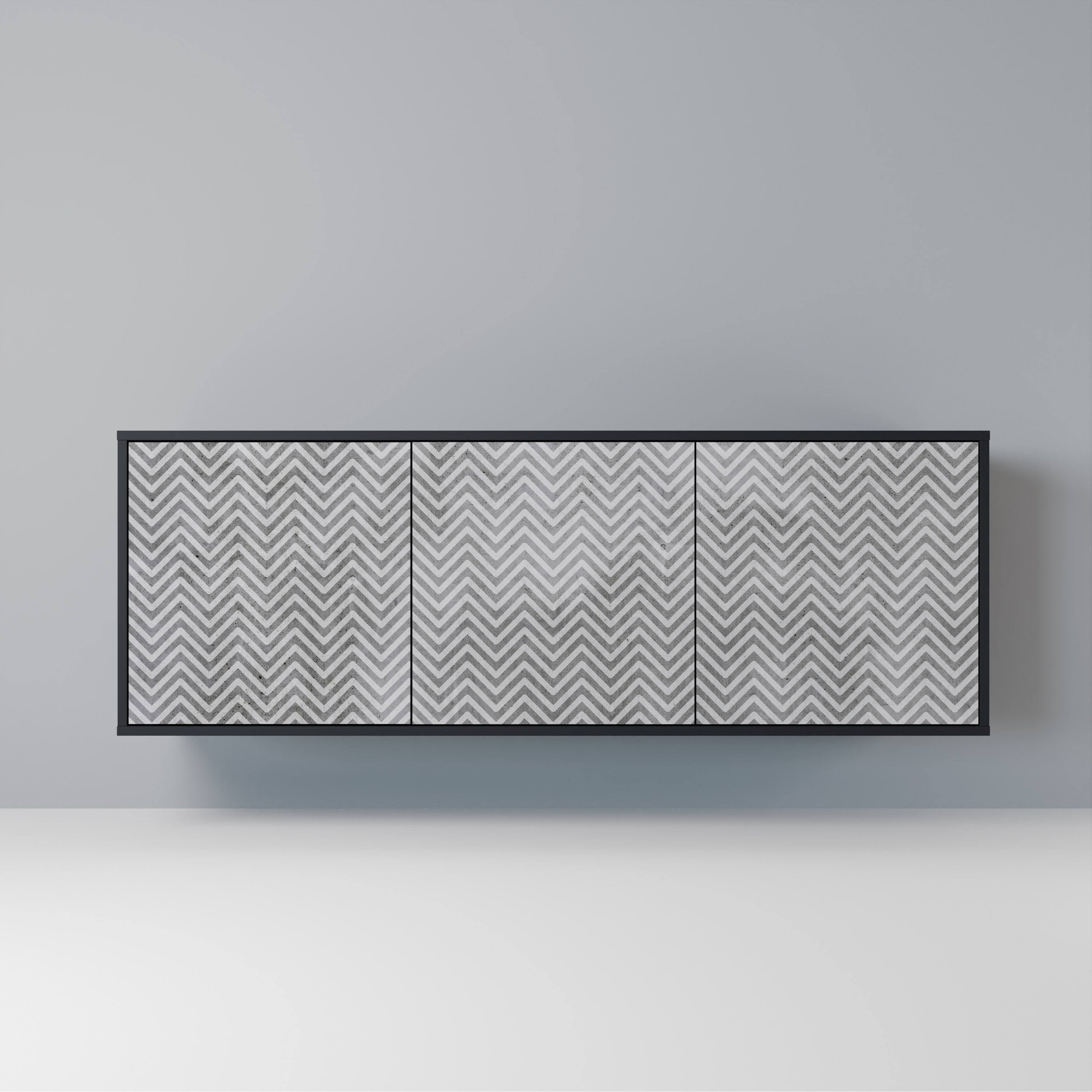 Aparador CONCRETE ZIG ZAG de 3 puertas con acabado negro