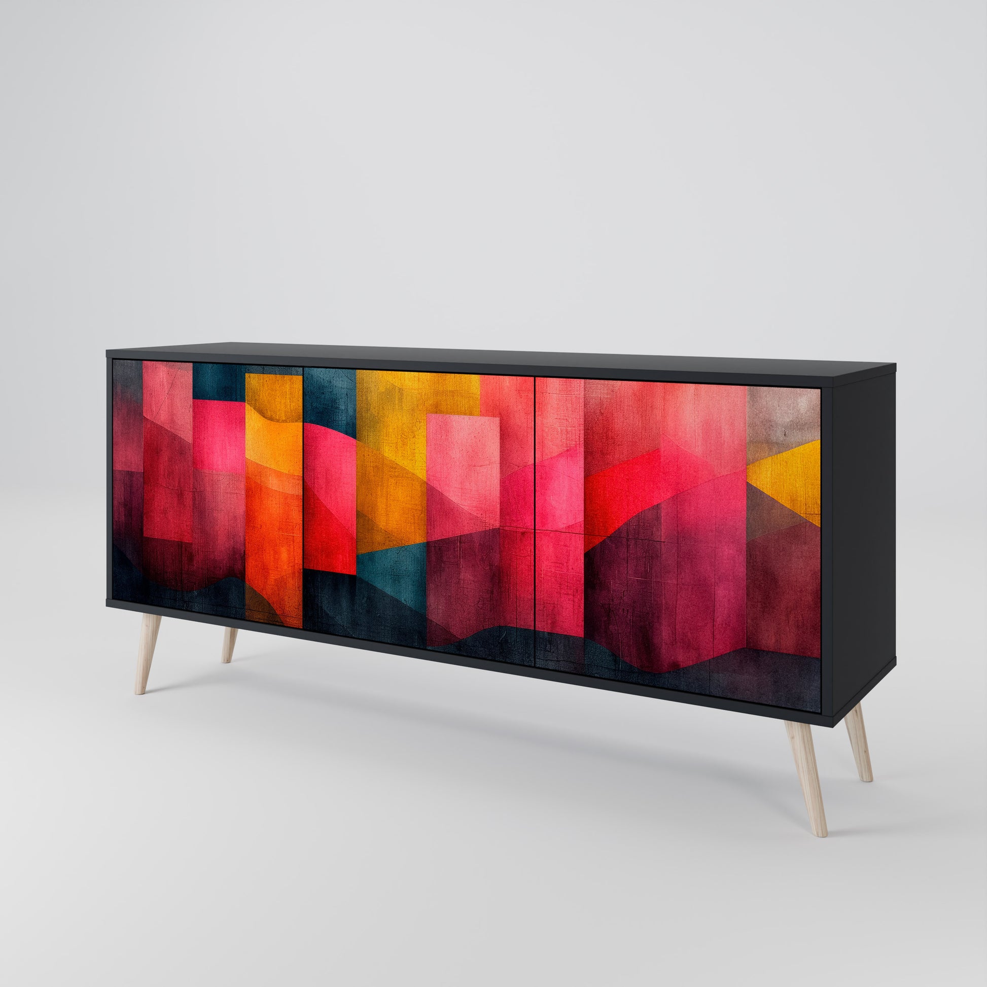 COLORFUL SOUNDS 3-Door Sideboard in Black Finish