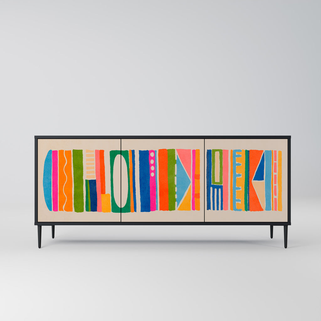 Aparador GEOMETRIC SHINE de 3 puertas en acabado negro