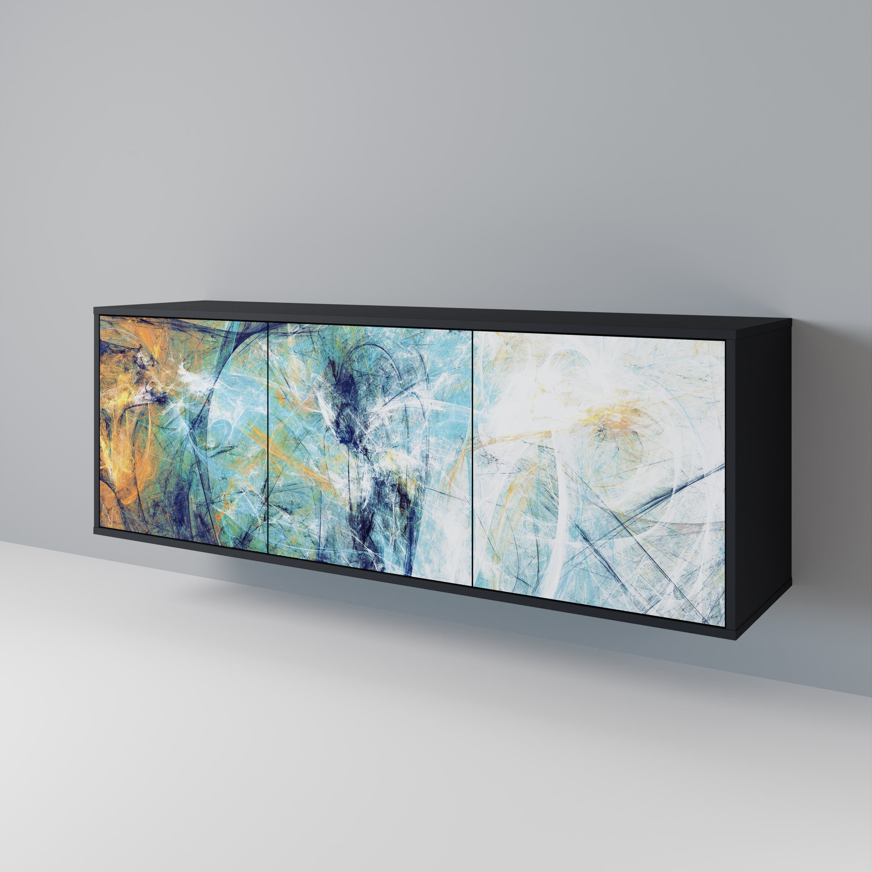 ABSTRACT THOUGHTS 3-Door Sideboard in Black Finish