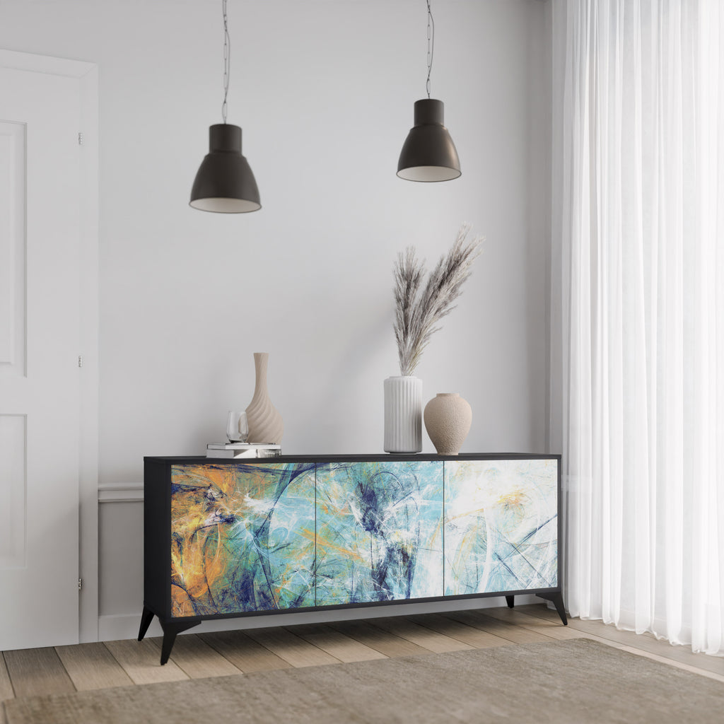 ABSTRACT THOUGHTS 3-Door Sideboard in Black Finish