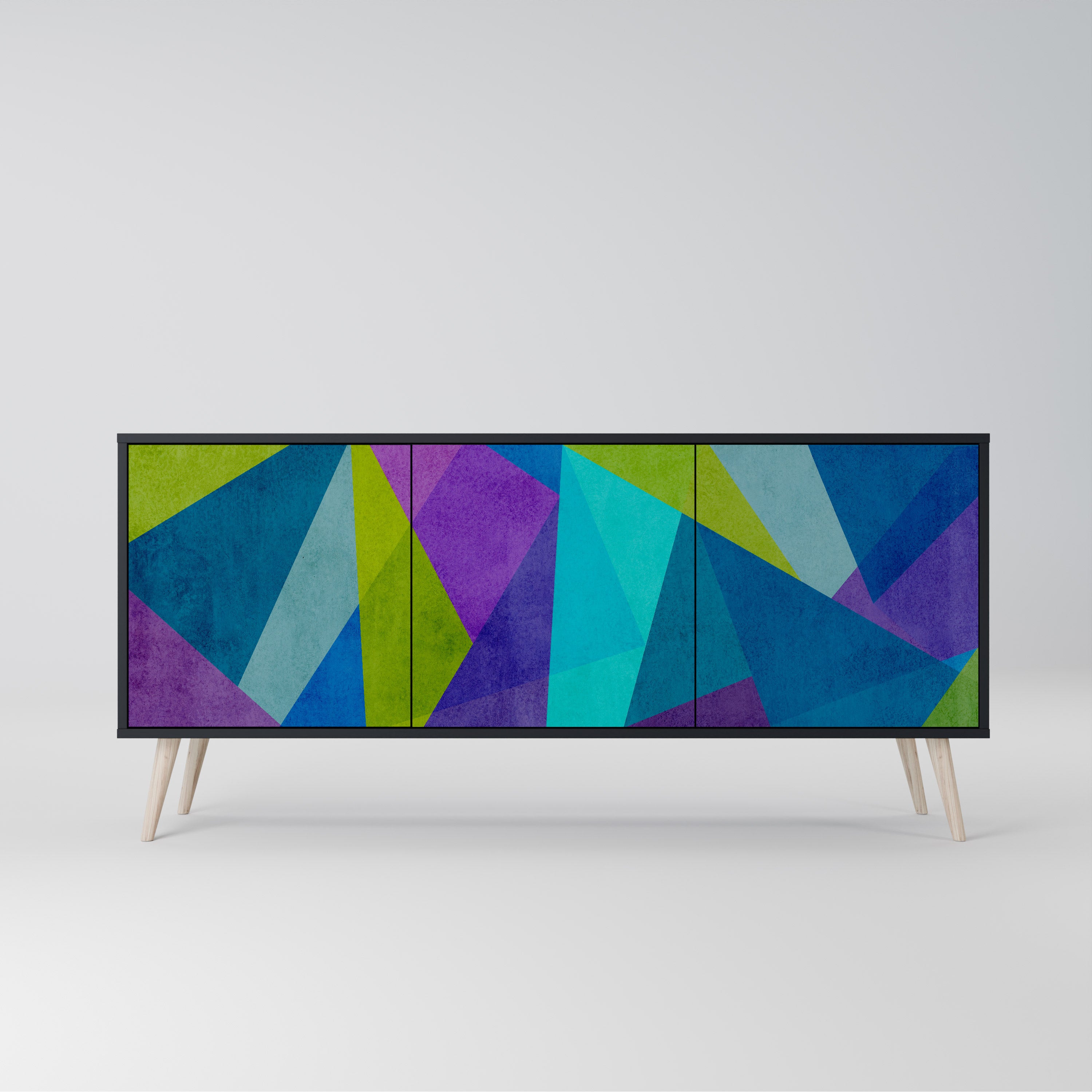 COLD SHOWCASE 3-Door Sideboard in Black Finish
