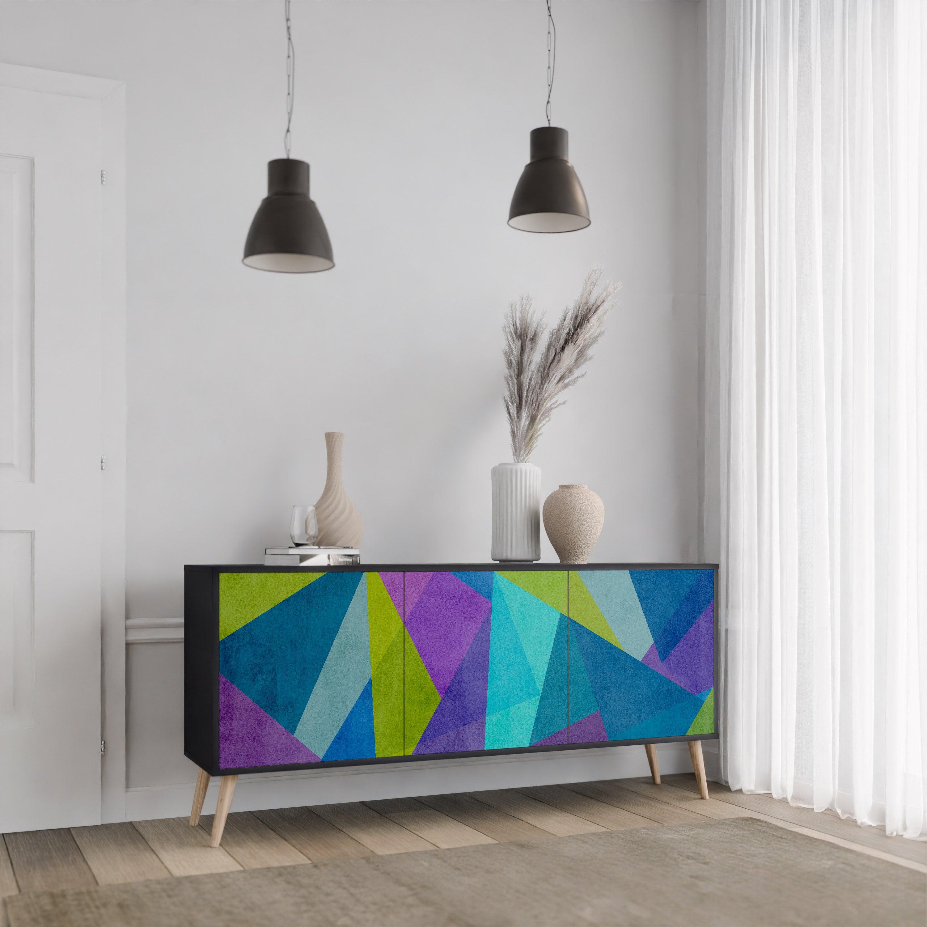 COLD SHOWCASE 3-Door Sideboard in Black Finish