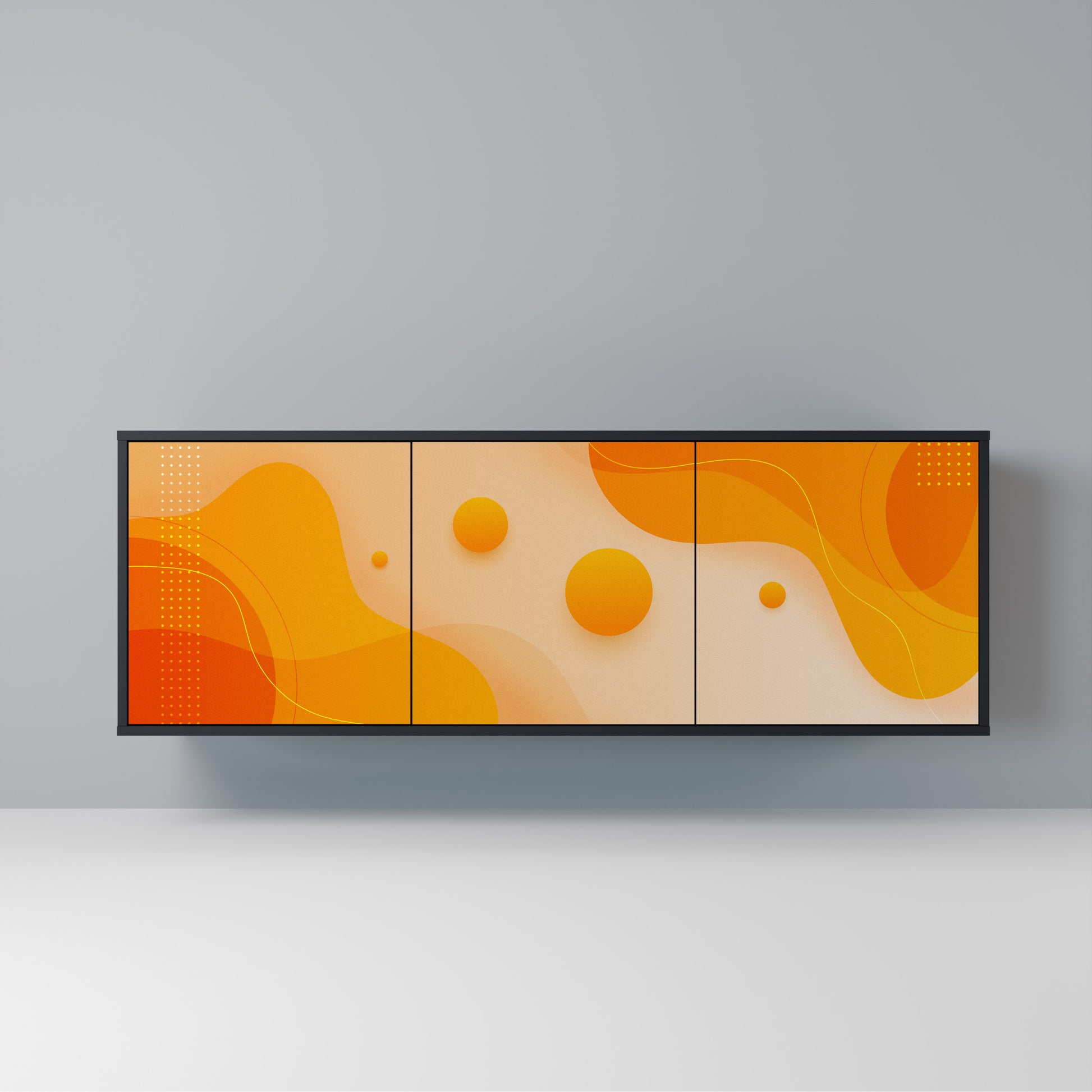 ORANGE ARRANGEMENT 3-Door Sideboard in Black Finish