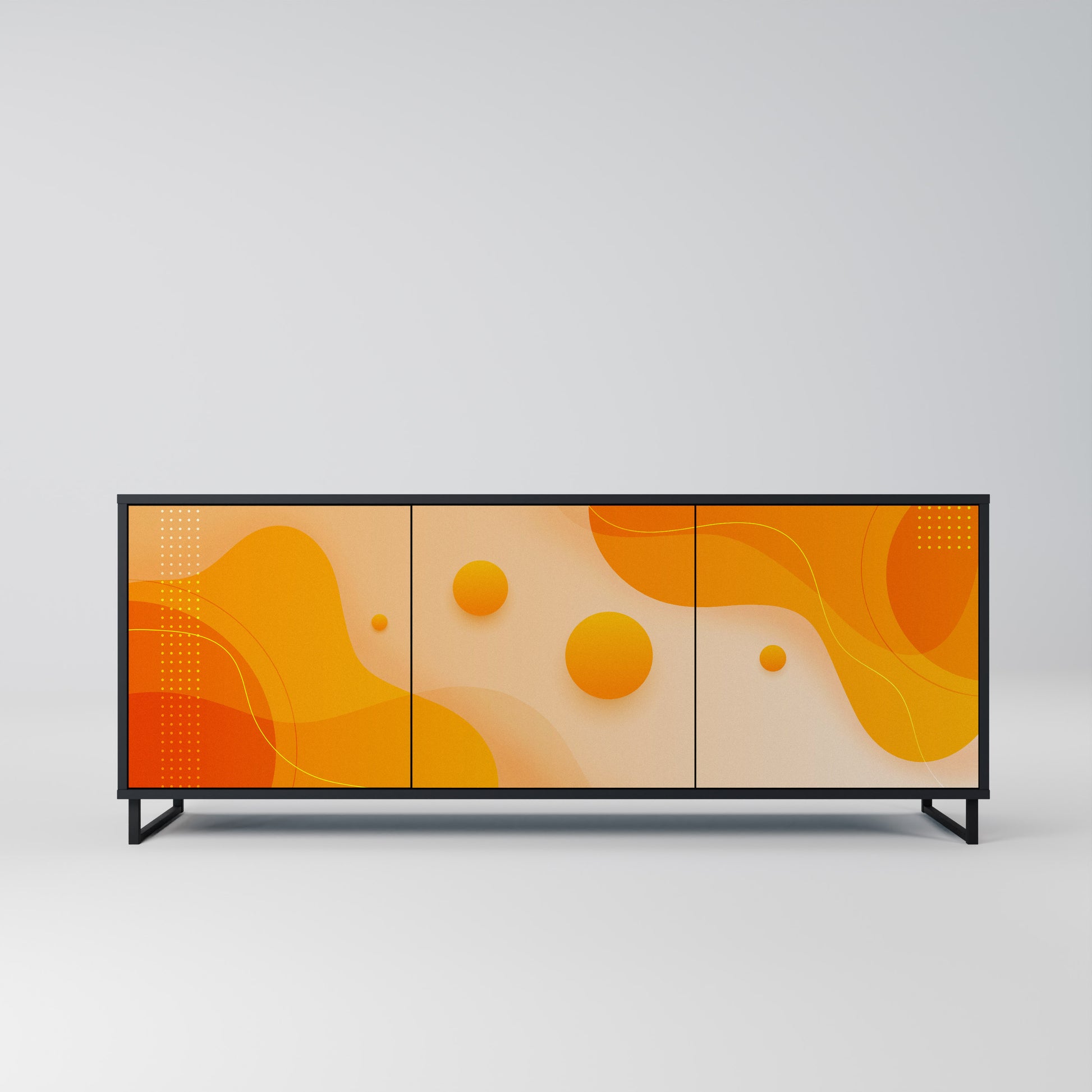 ORANGE ARRANGEMENT 3-Door Sideboard in Black Finish