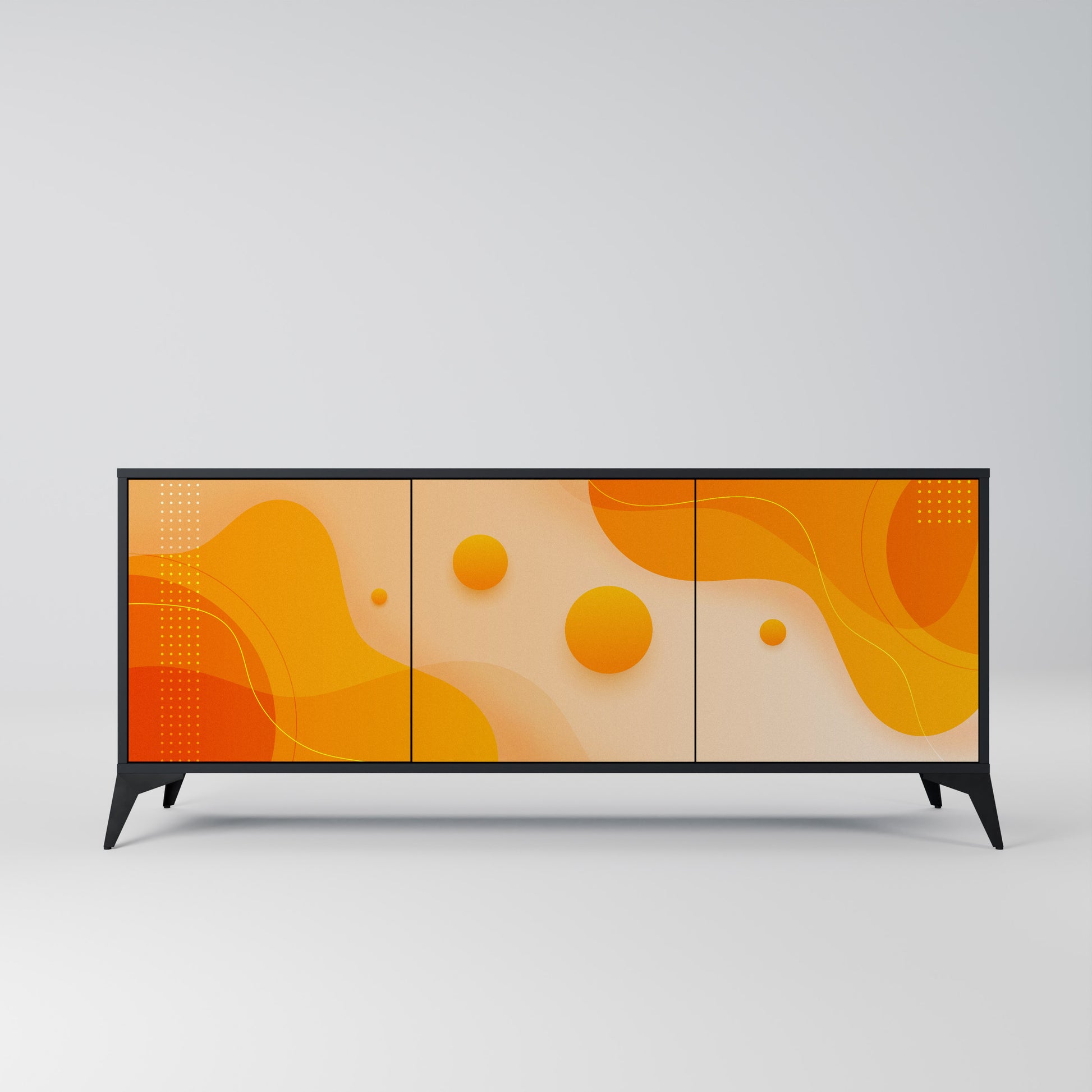 ORANGE ARRANGEMENT 3-Door Sideboard in Black Finish