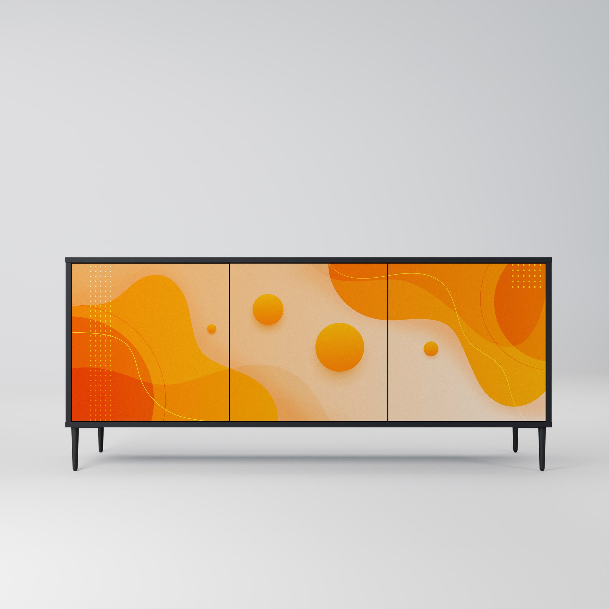 ORANGE ARRANGEMENT 3-Door Sideboard in Black Finish