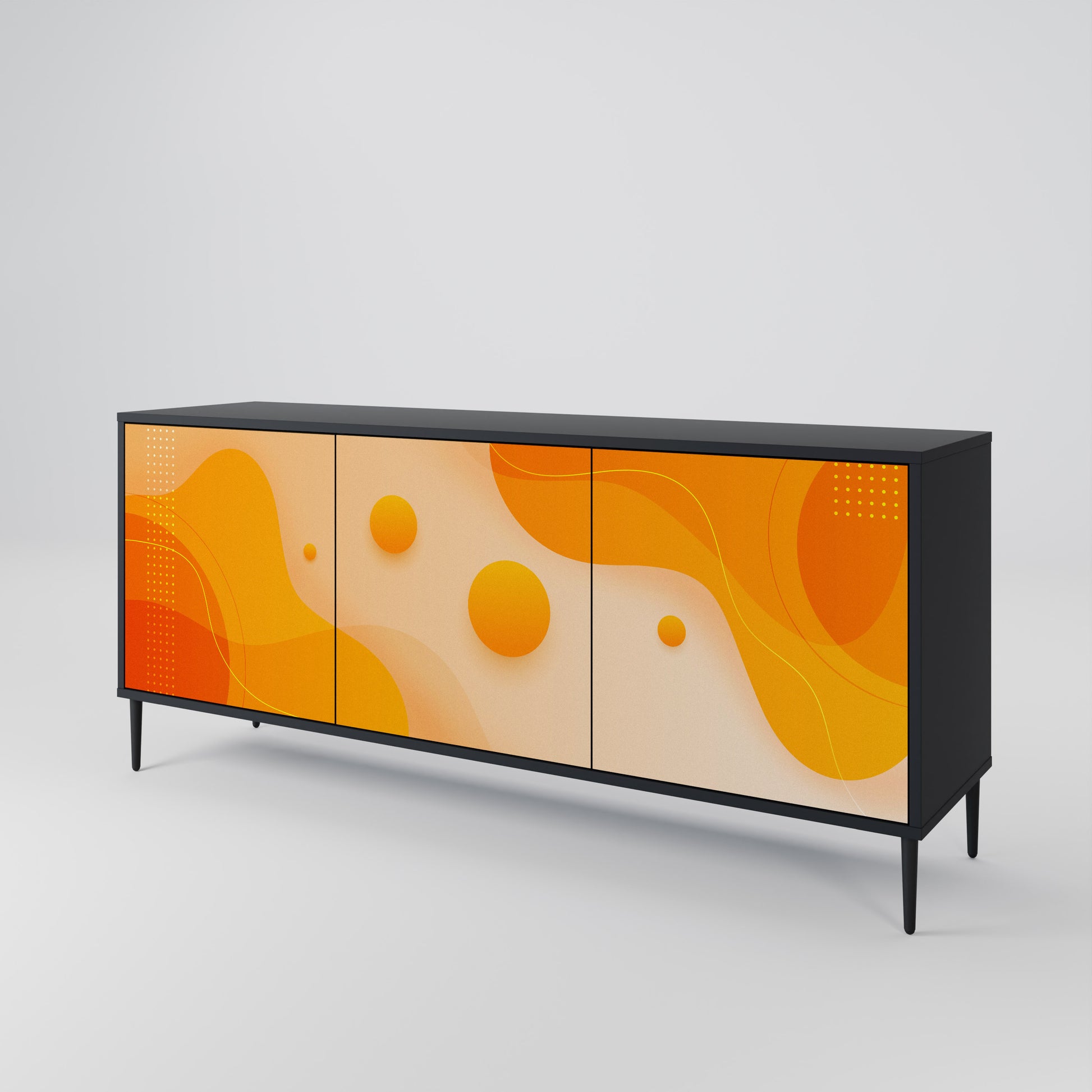 ORANGE ARRANGEMENT 3-Door Sideboard in Black Finish