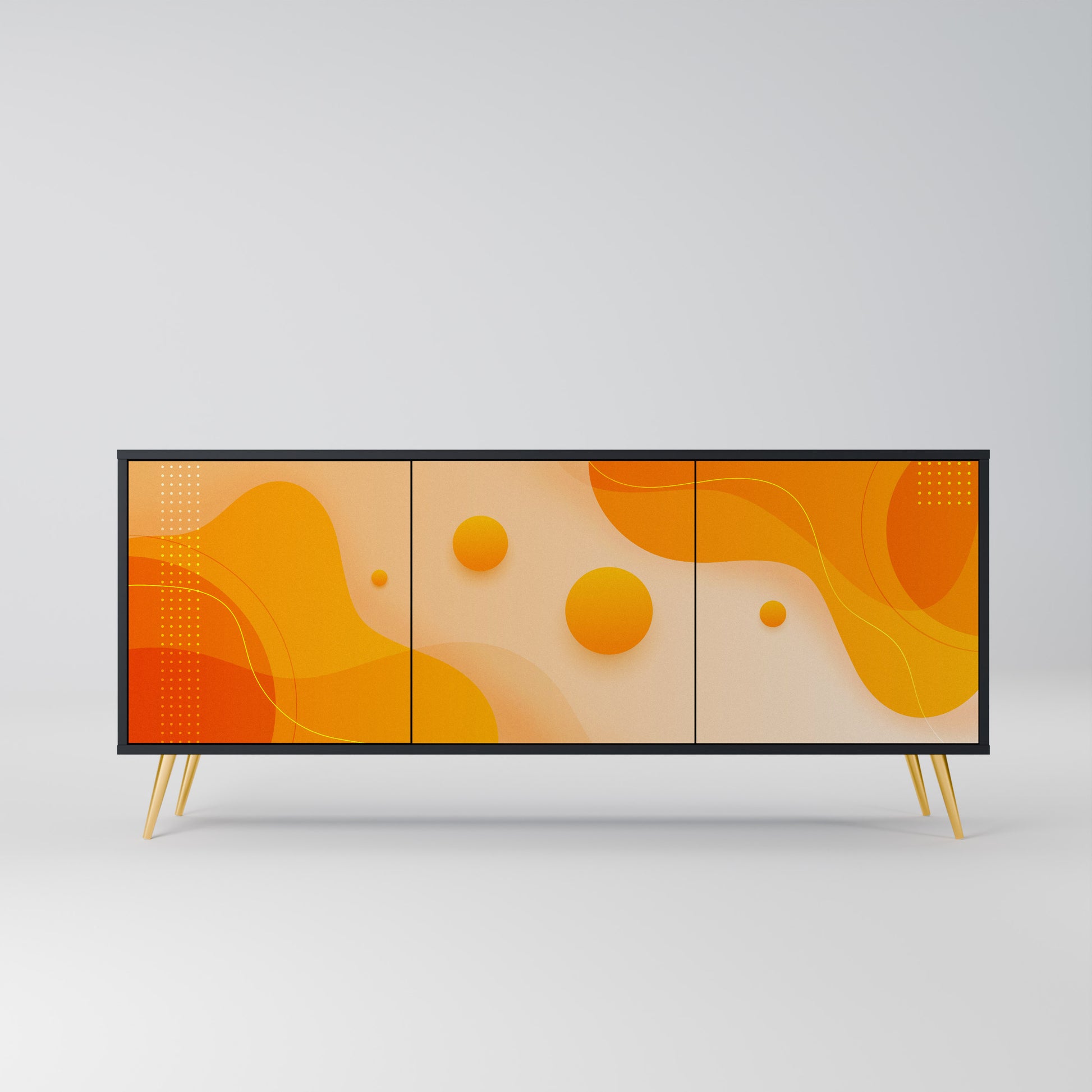 ORANGE ARRANGEMENT 3-Door Sideboard in Black Finish