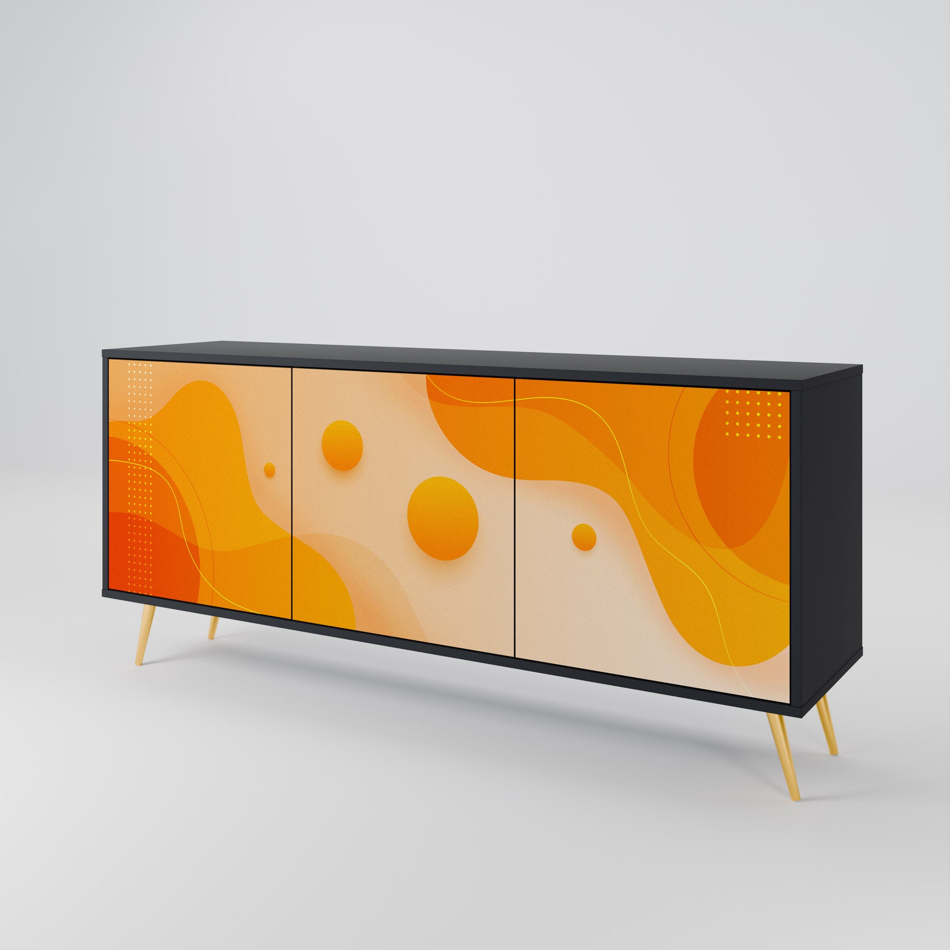 ORANGE ARRANGEMENT 3-Door Sideboard in Black Finish