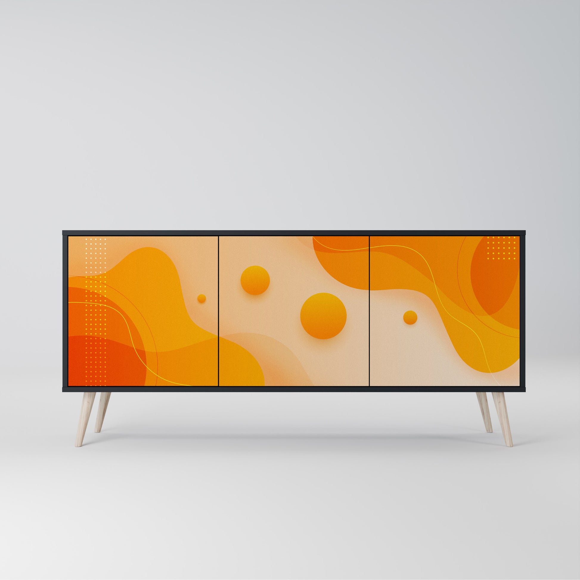 ORANGE ARRANGEMENT 3-Door Sideboard in Black Finish