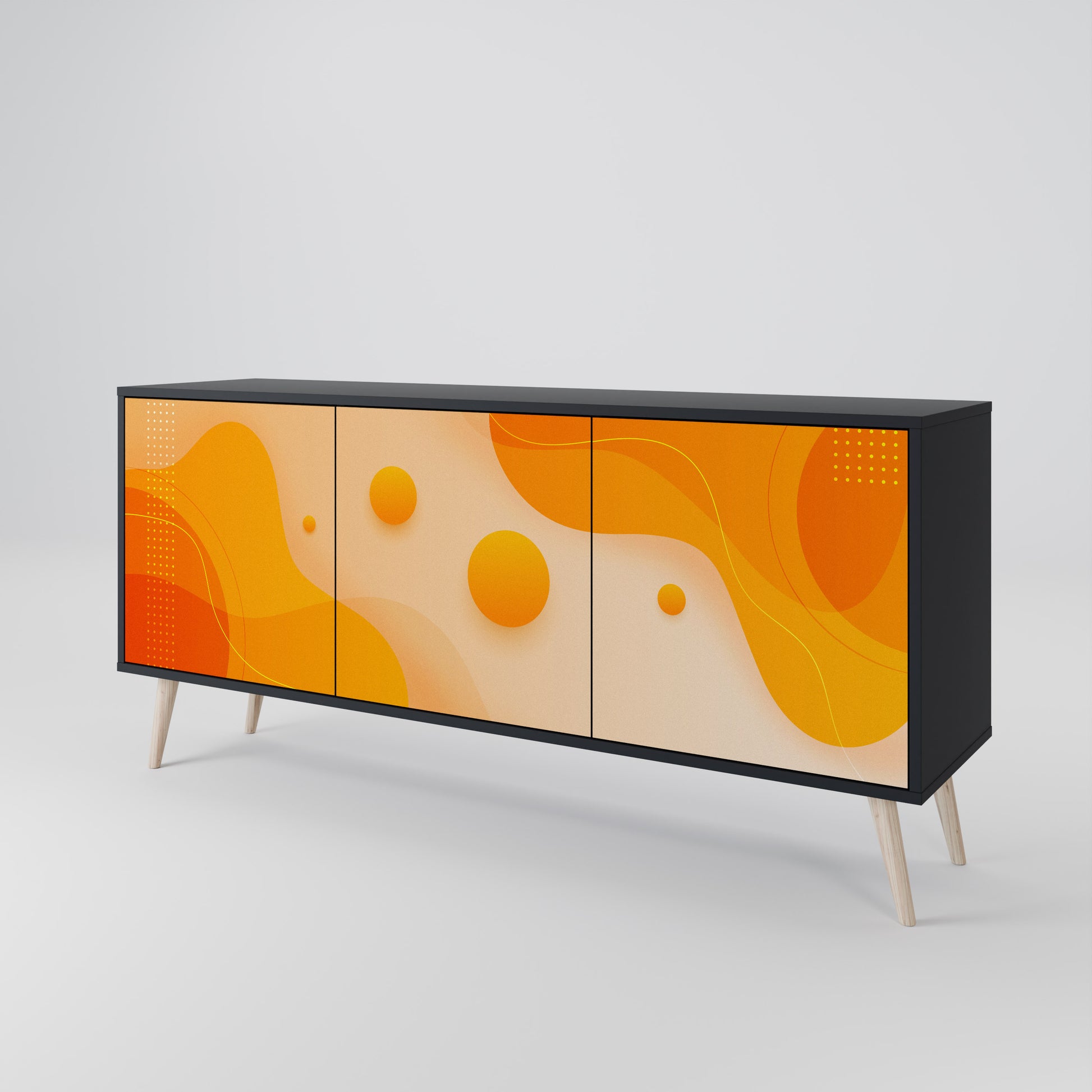 ORANGE ARRANGEMENT 3-Door Sideboard in Black Finish
