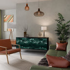 POLYGONAL FLOATING 3-Door Sideboard in Black Finish