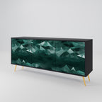 POLYGONAL FLOATING 3-Door Sideboard in Black Finish