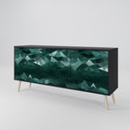 POLYGONAL FLOATING 3-Door Sideboard in Black Finish