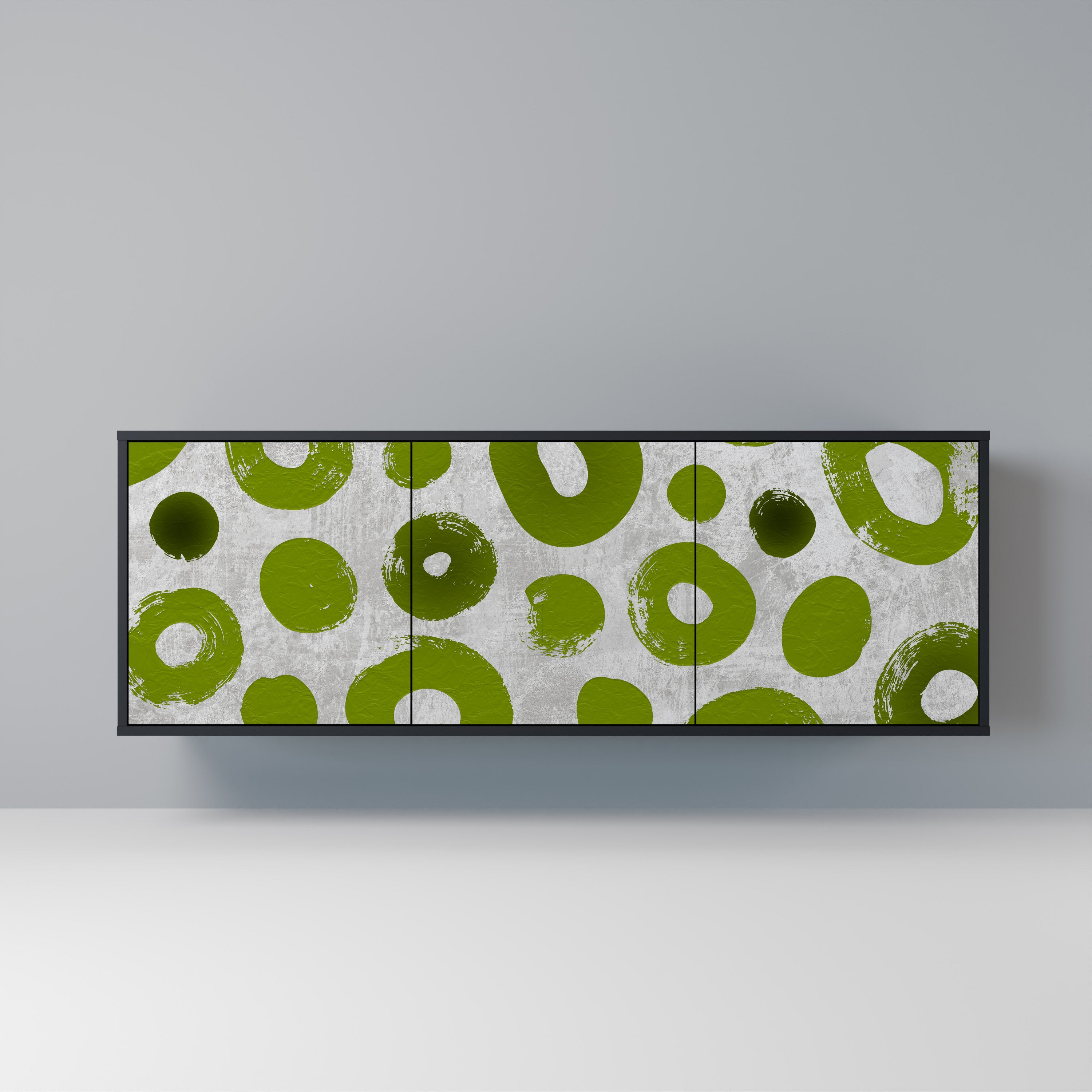 Aparador GREEN RHAPSODY de 3 puertas con acabado negro
