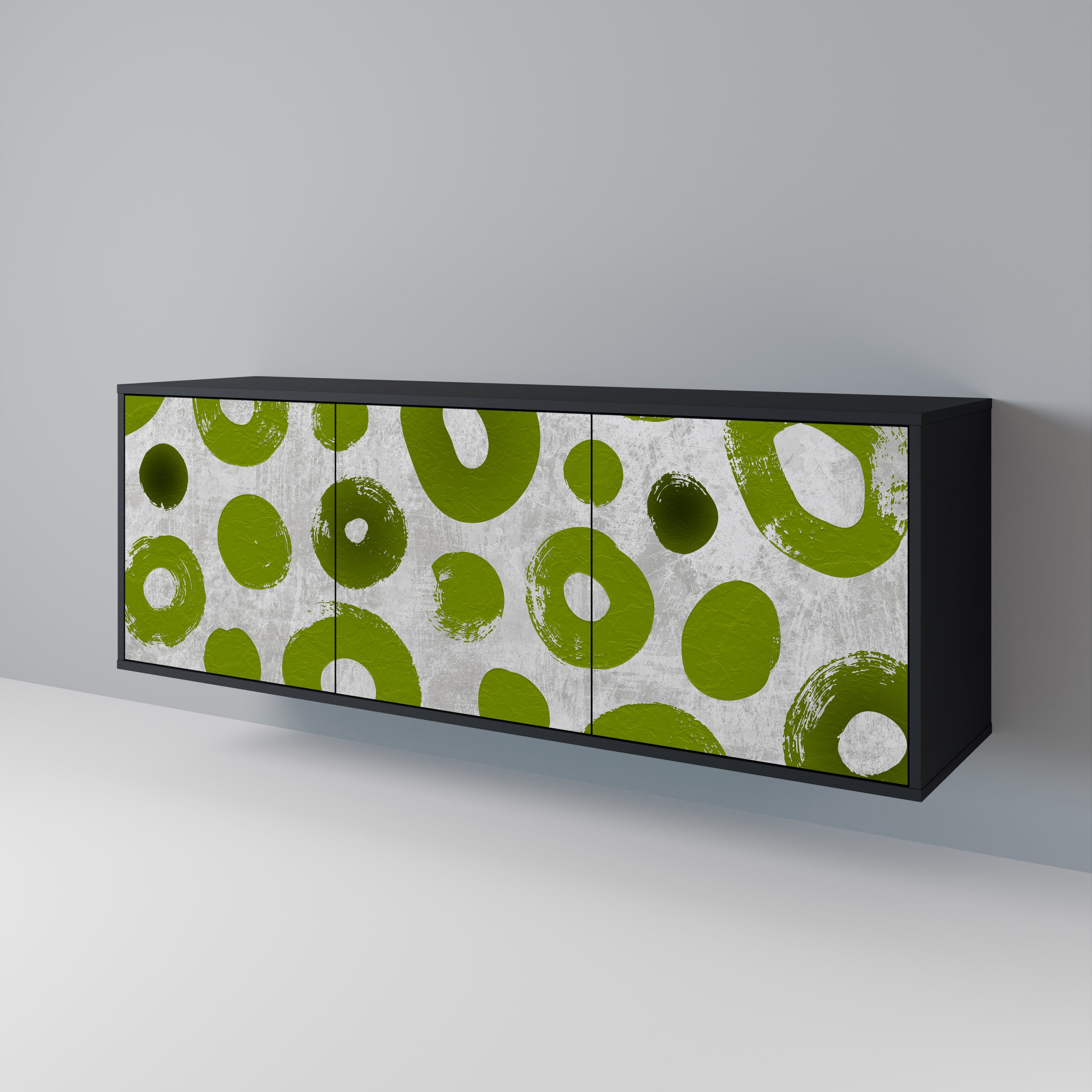 Aparador GREEN RHAPSODY de 3 puertas con acabado negro