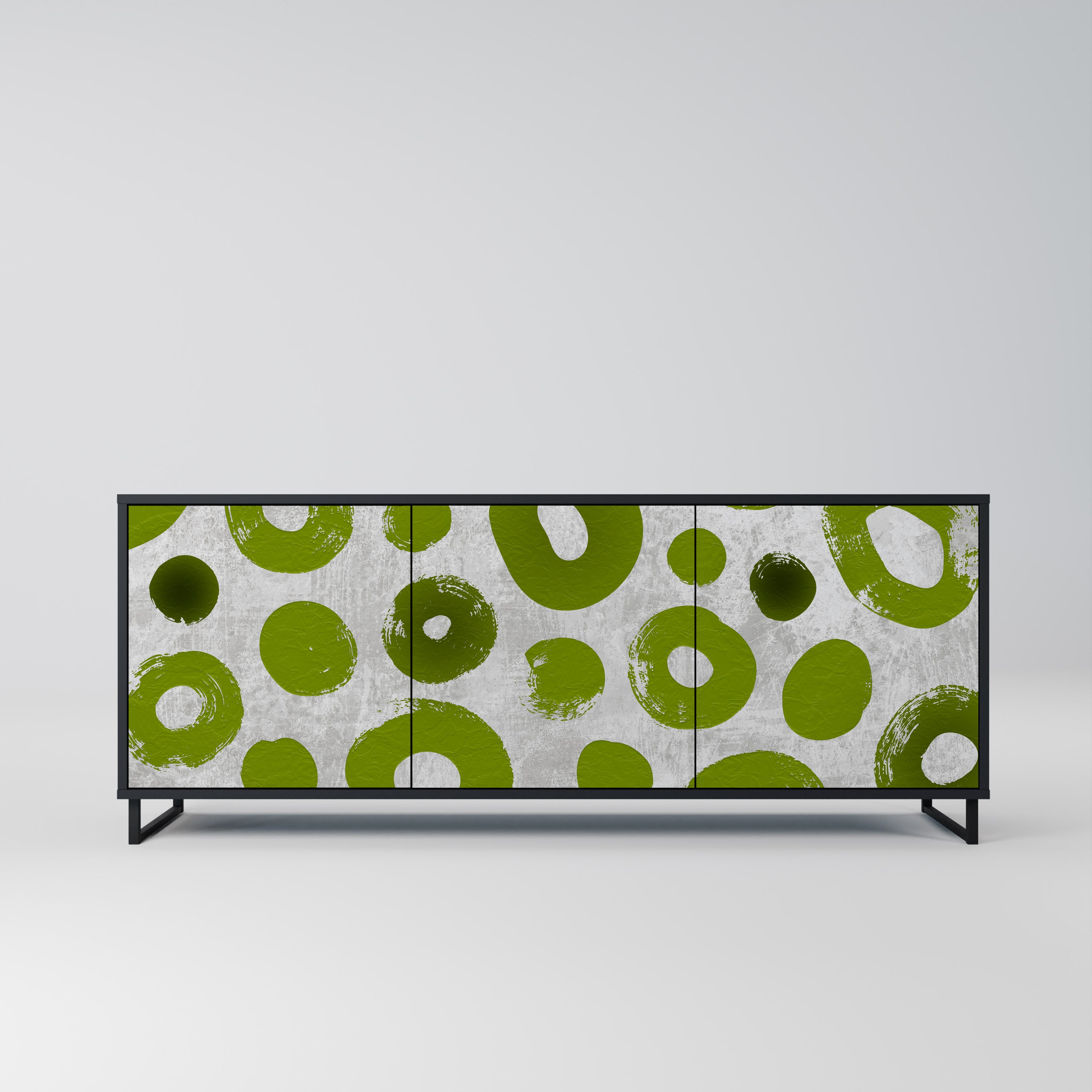Aparador GREEN RHAPSODY de 3 puertas con acabado negro