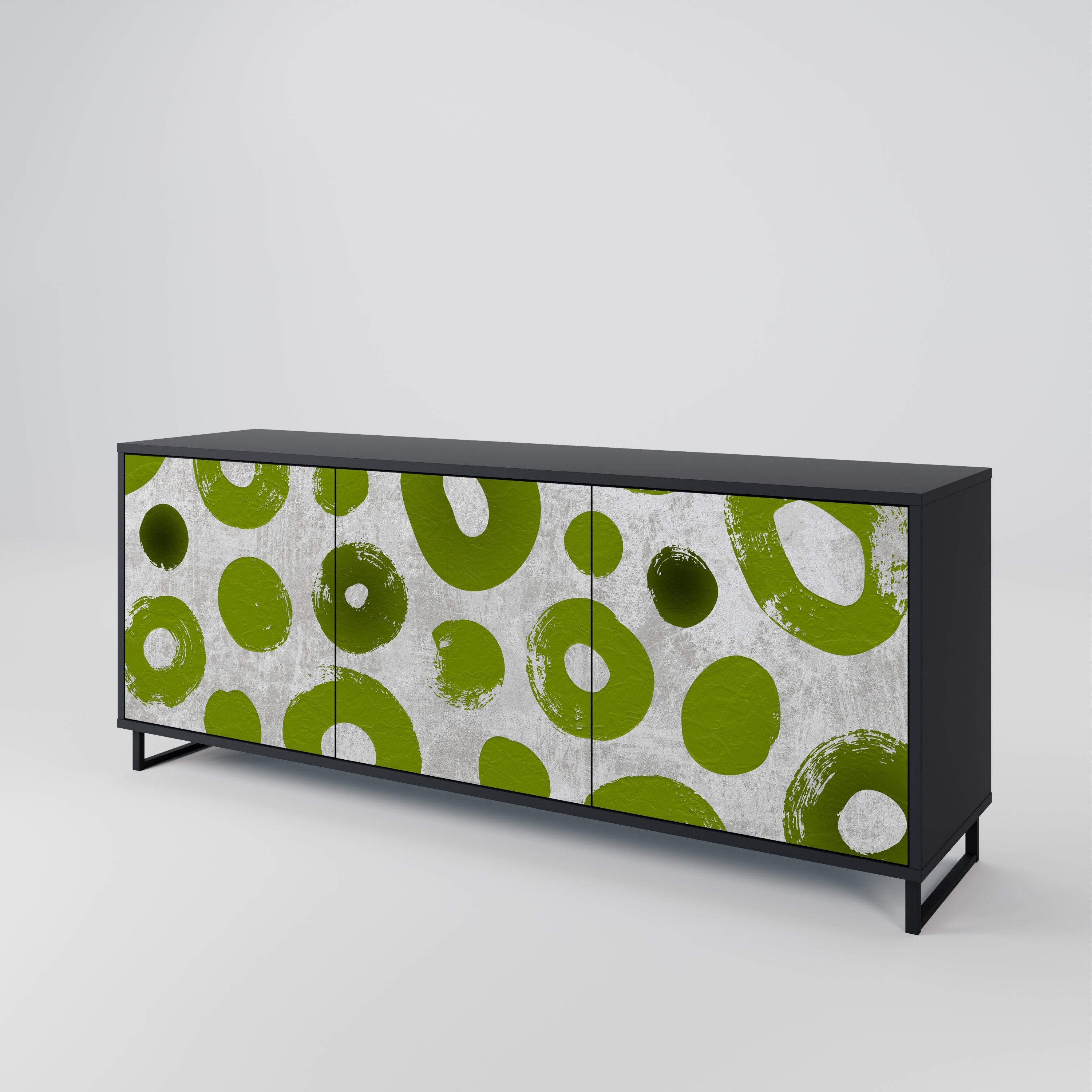 Aparador GREEN RHAPSODY de 3 puertas con acabado negro