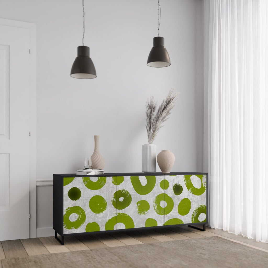 Aparador GREEN RHAPSODY de 3 puertas con acabado negro