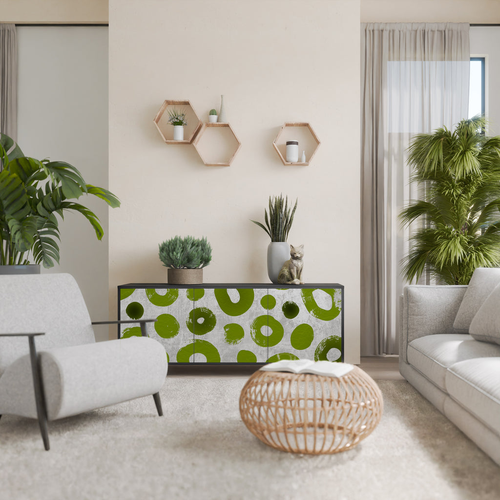 Aparador GREEN RHAPSODY de 3 puertas con acabado negro