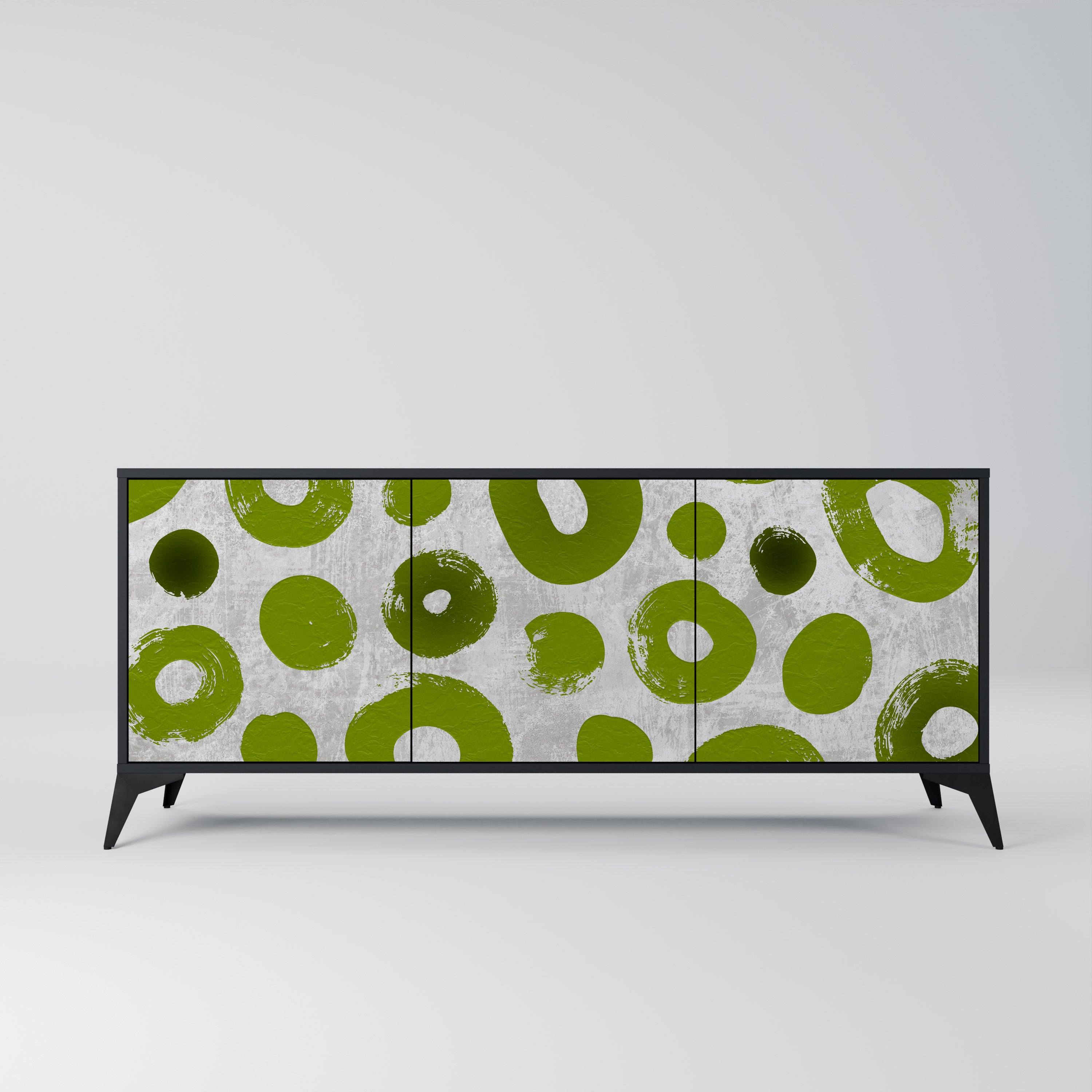 Aparador GREEN RHAPSODY de 3 puertas con acabado negro