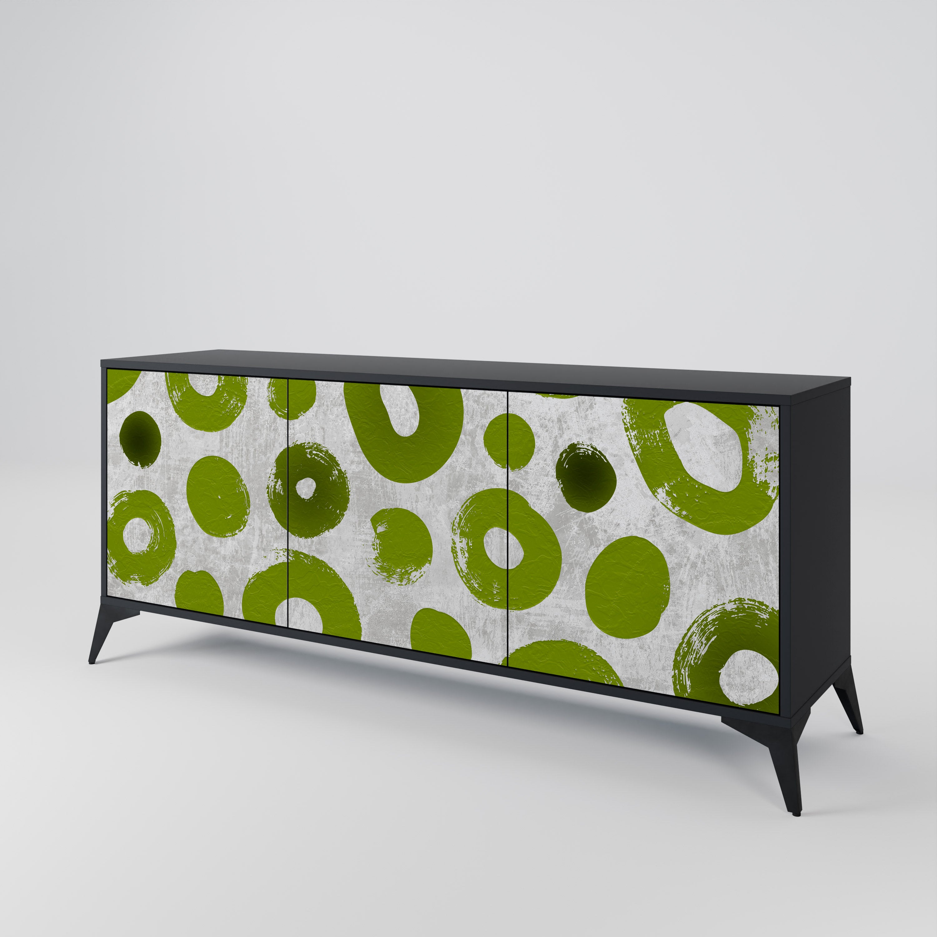 Aparador GREEN RHAPSODY de 3 puertas con acabado negro