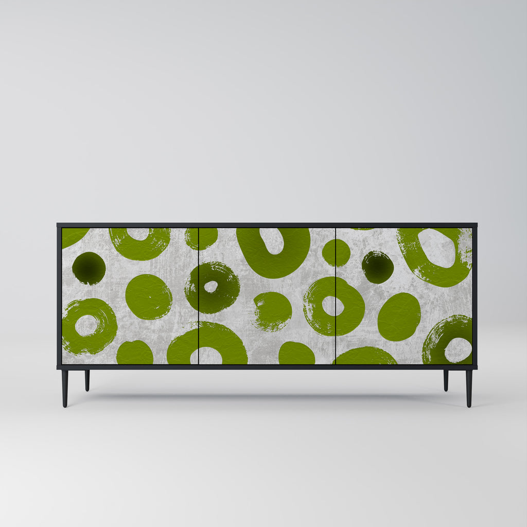 Aparador GREEN RHAPSODY de 3 puertas con acabado negro