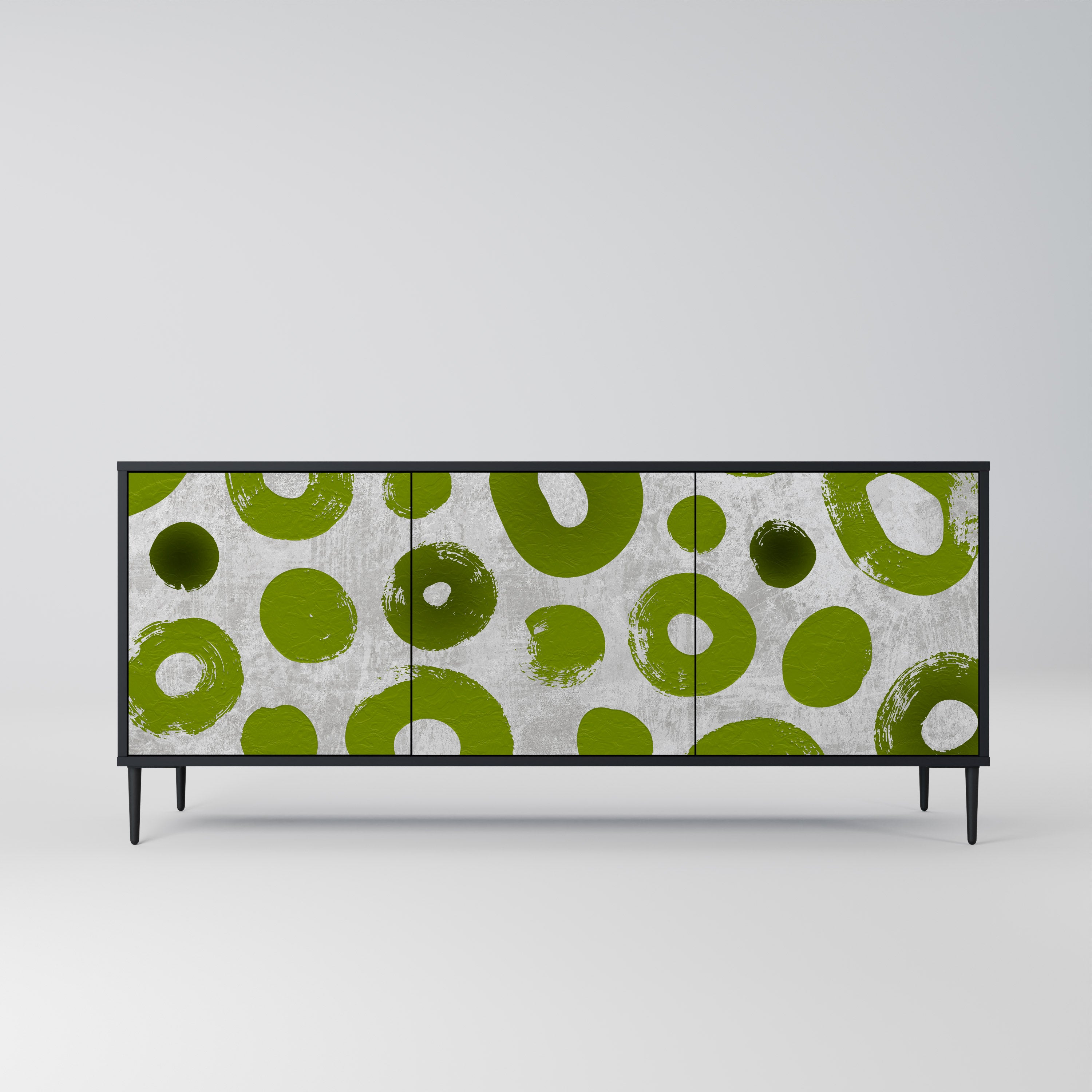 Aparador GREEN RHAPSODY de 3 puertas con acabado negro