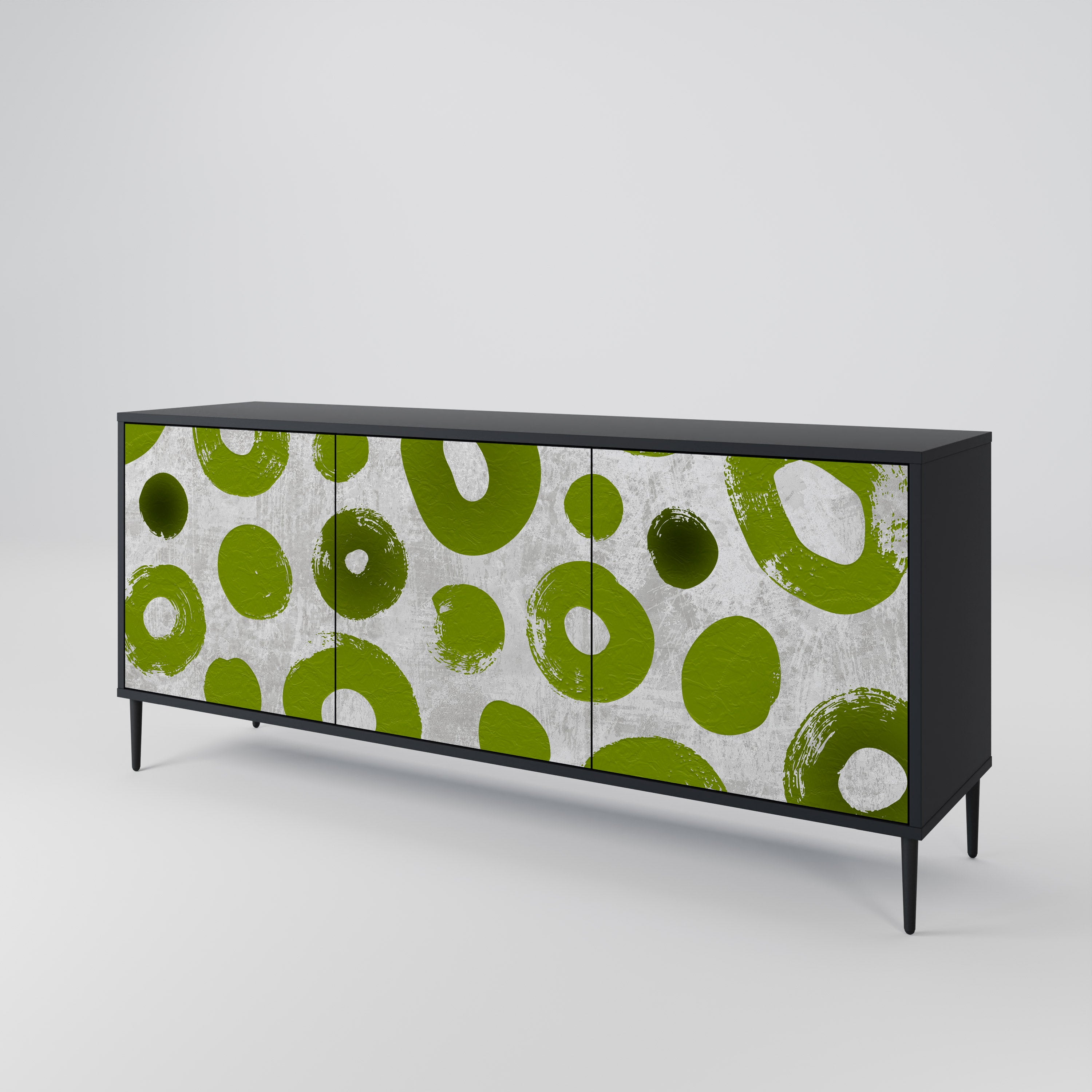 Aparador GREEN RHAPSODY de 3 puertas con acabado negro