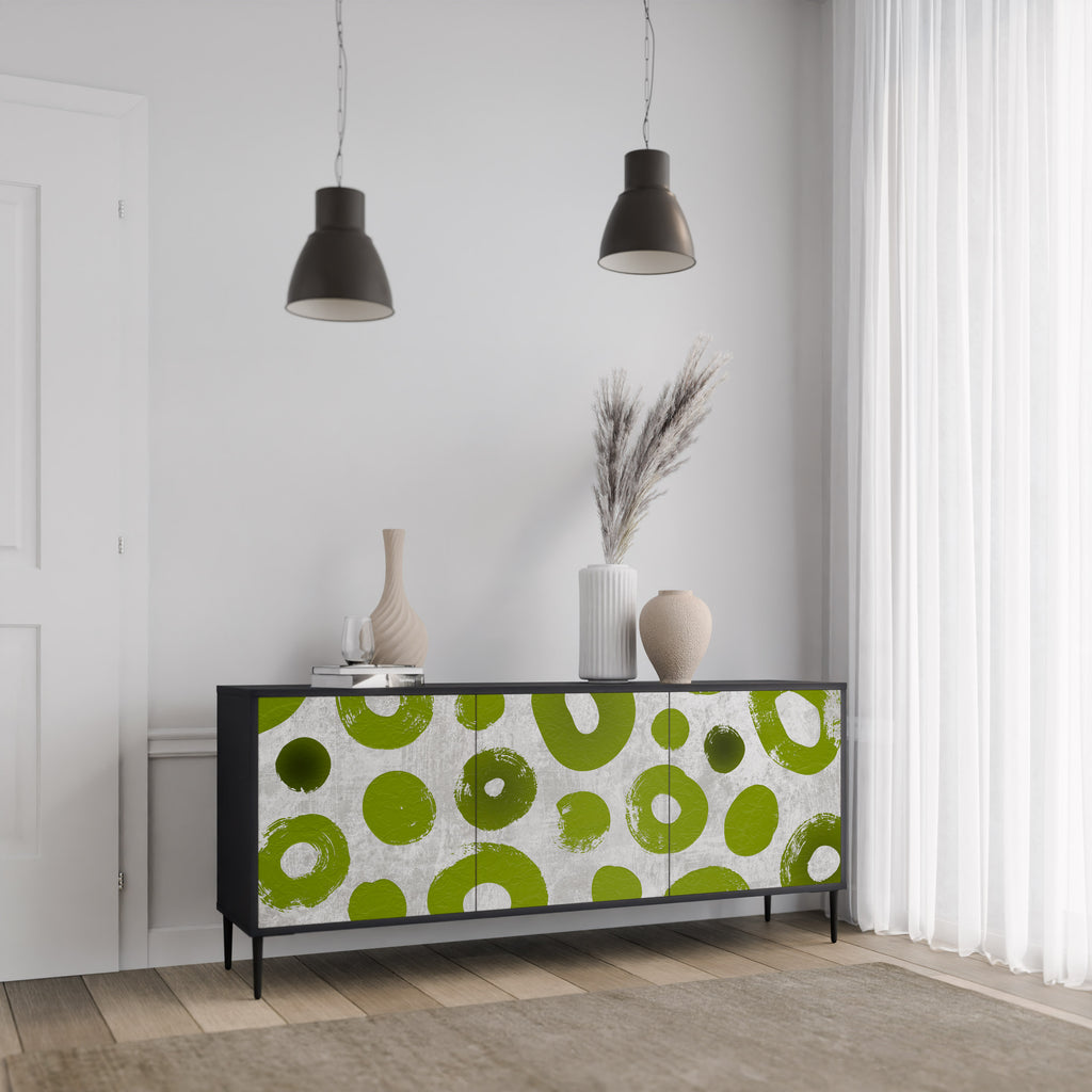 Aparador GREEN RHAPSODY de 3 puertas con acabado negro