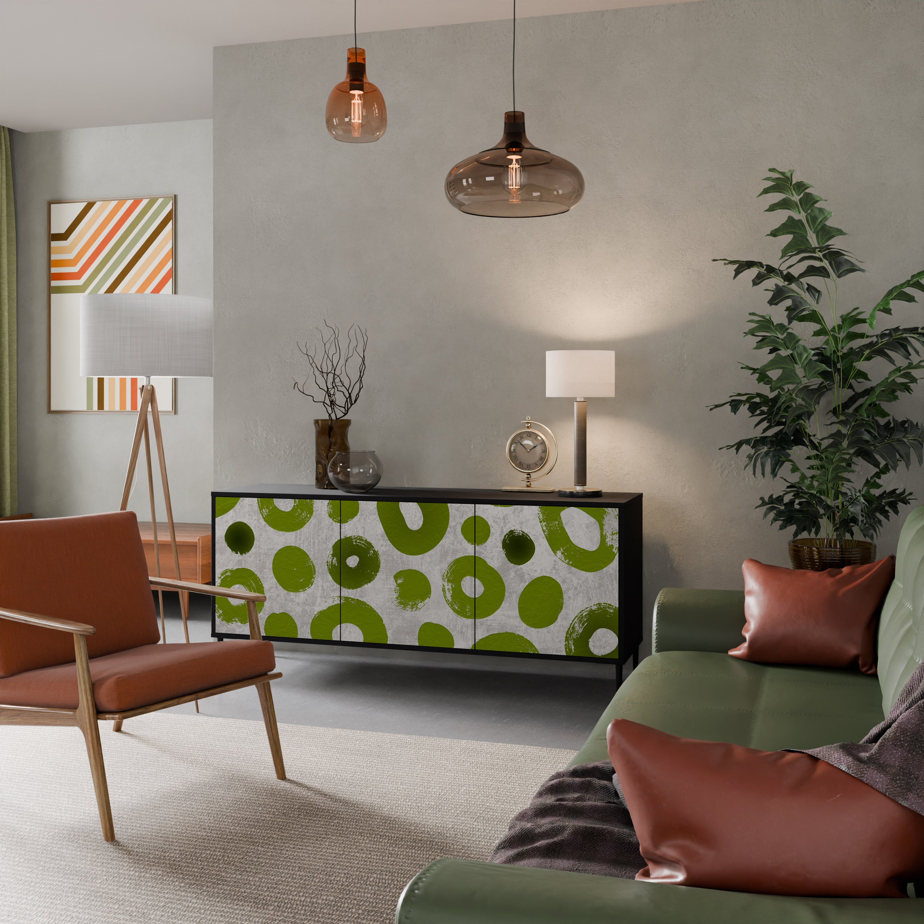 Aparador GREEN RHAPSODY de 3 puertas con acabado negro