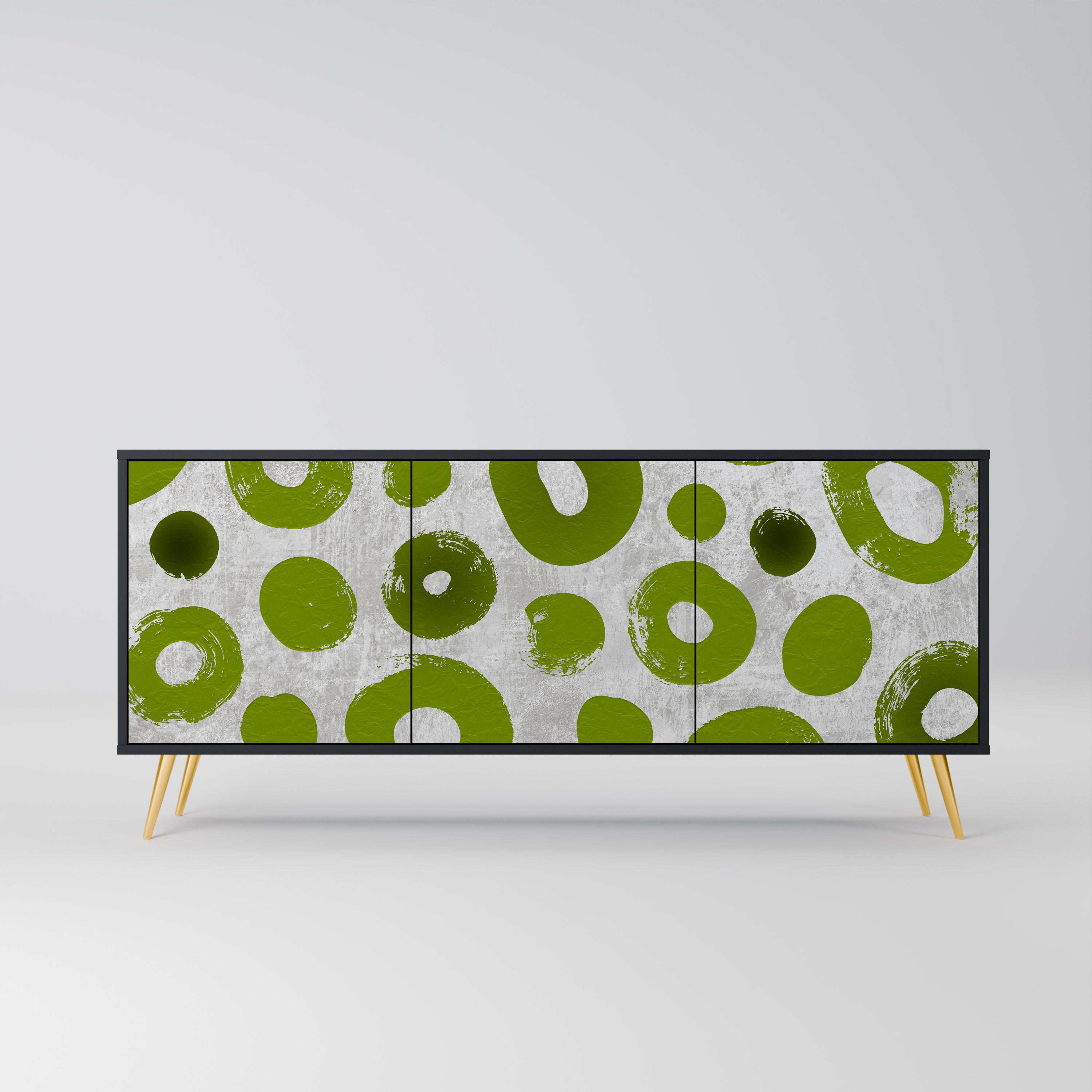 Aparador GREEN RHAPSODY de 3 puertas con acabado negro