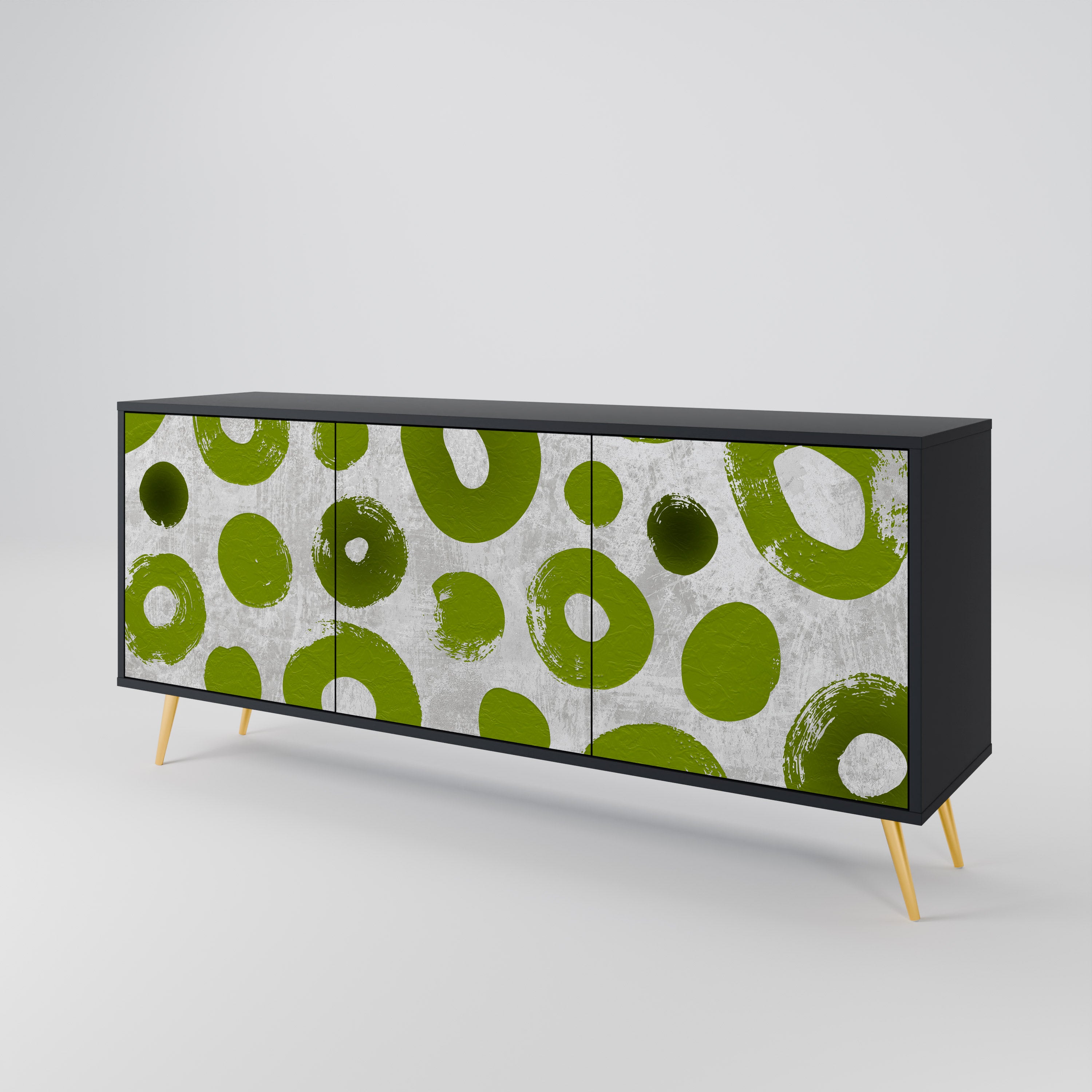 Aparador GREEN RHAPSODY de 3 puertas con acabado negro