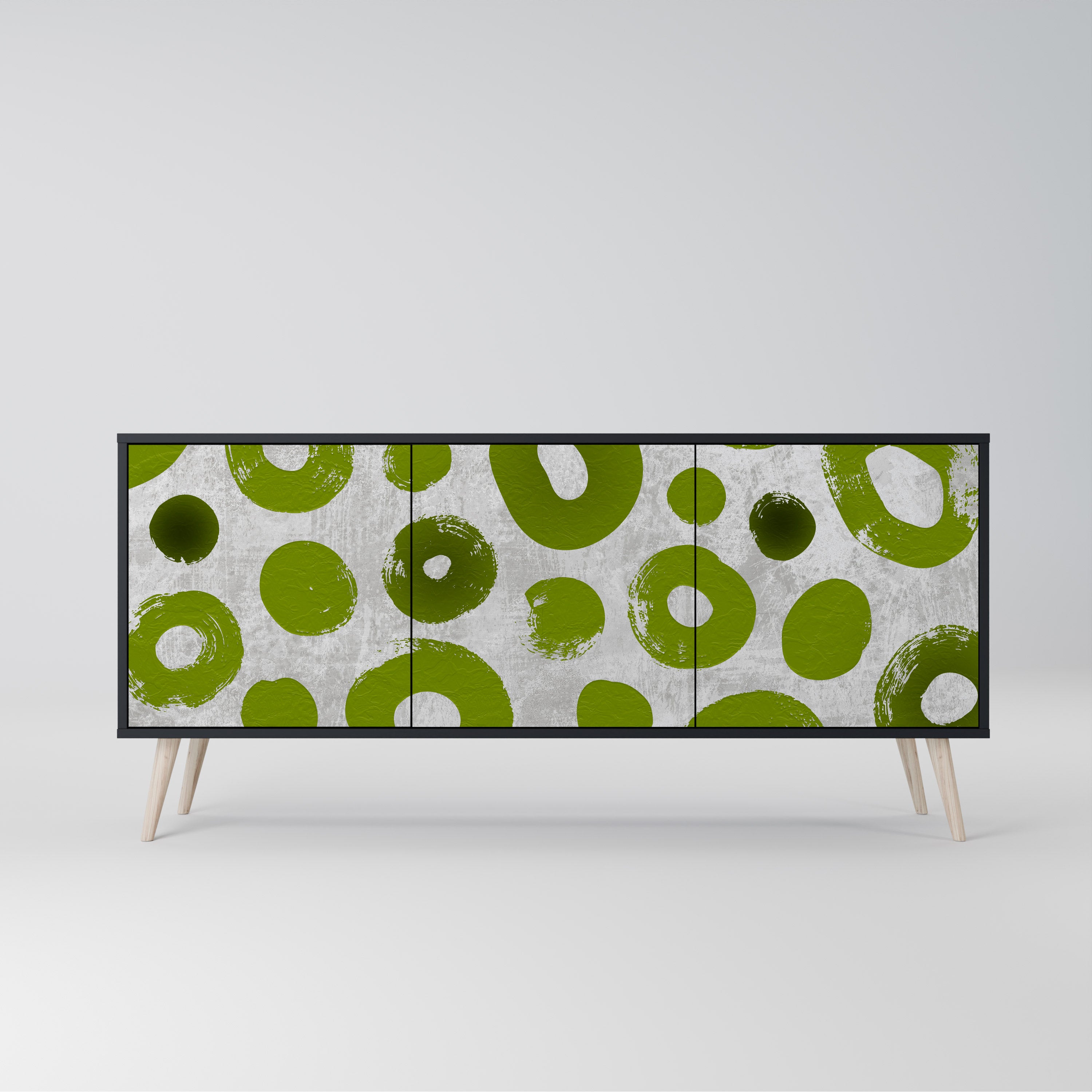 Aparador GREEN RHAPSODY de 3 puertas con acabado negro