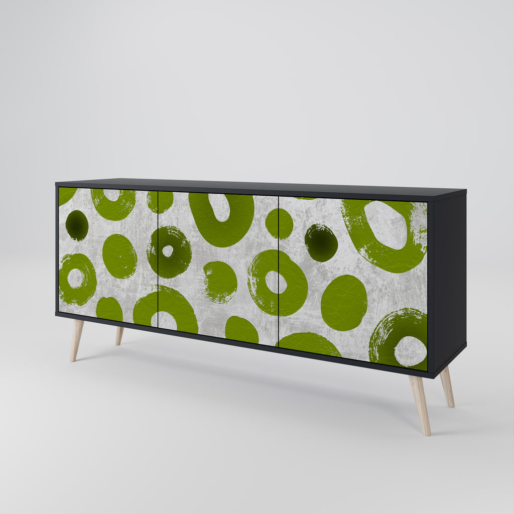 Aparador GREEN RHAPSODY de 3 puertas con acabado negro