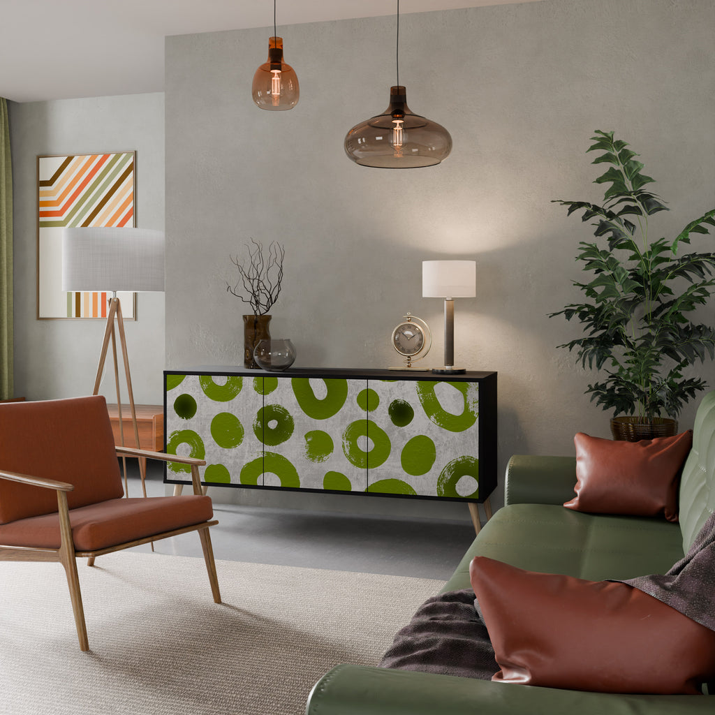 Aparador GREEN RHAPSODY de 3 puertas con acabado negro