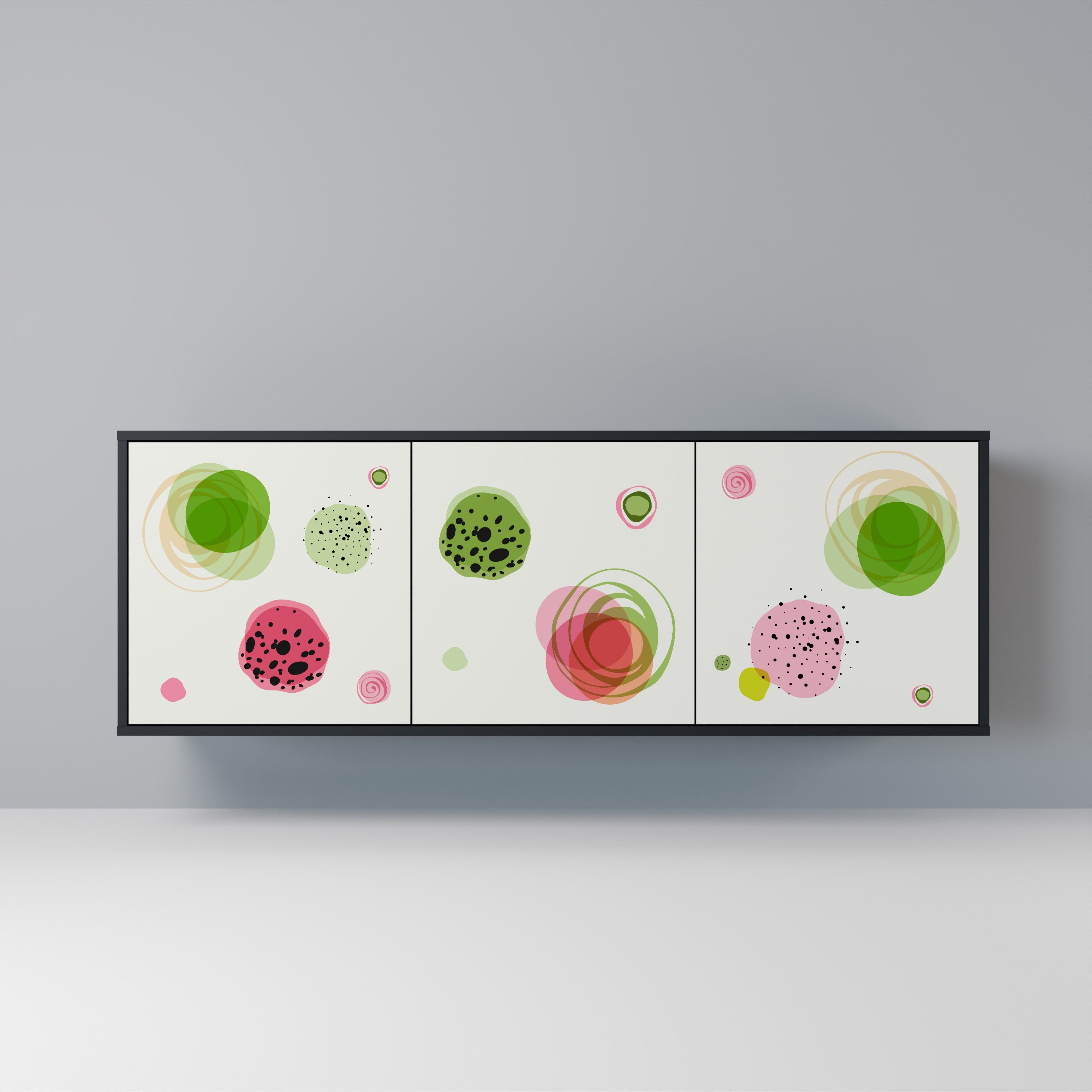 Aparador COLORFUL COSMOS de 3 puertas en acabado negro