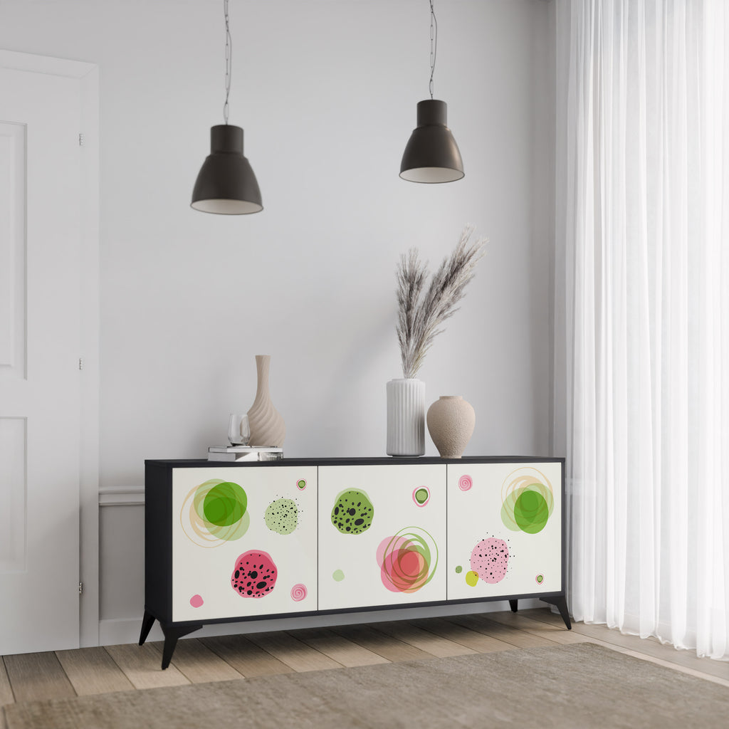 Aparador COLORFUL COSMOS de 3 puertas en acabado negro