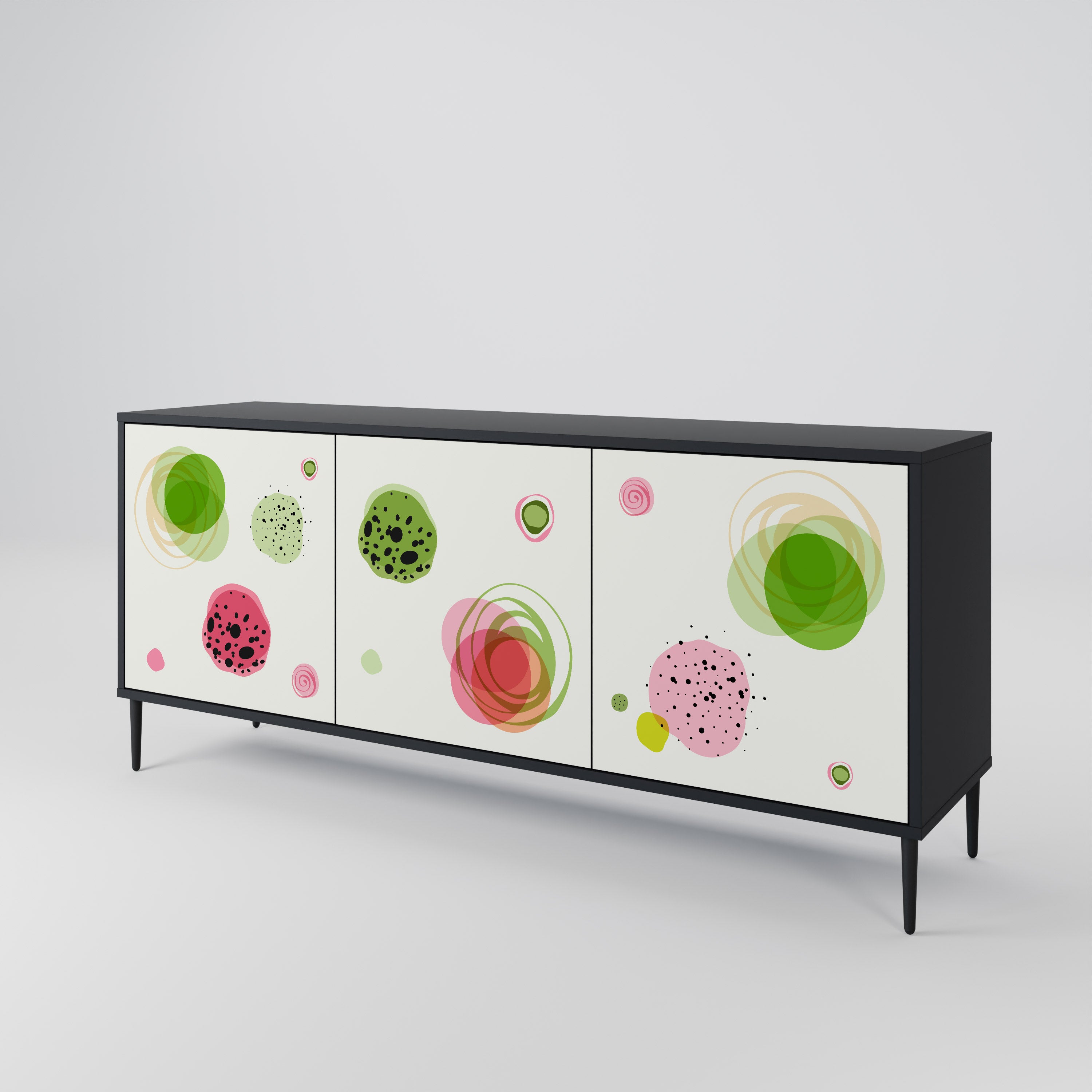 Aparador COLORFUL COSMOS de 3 puertas en acabado negro