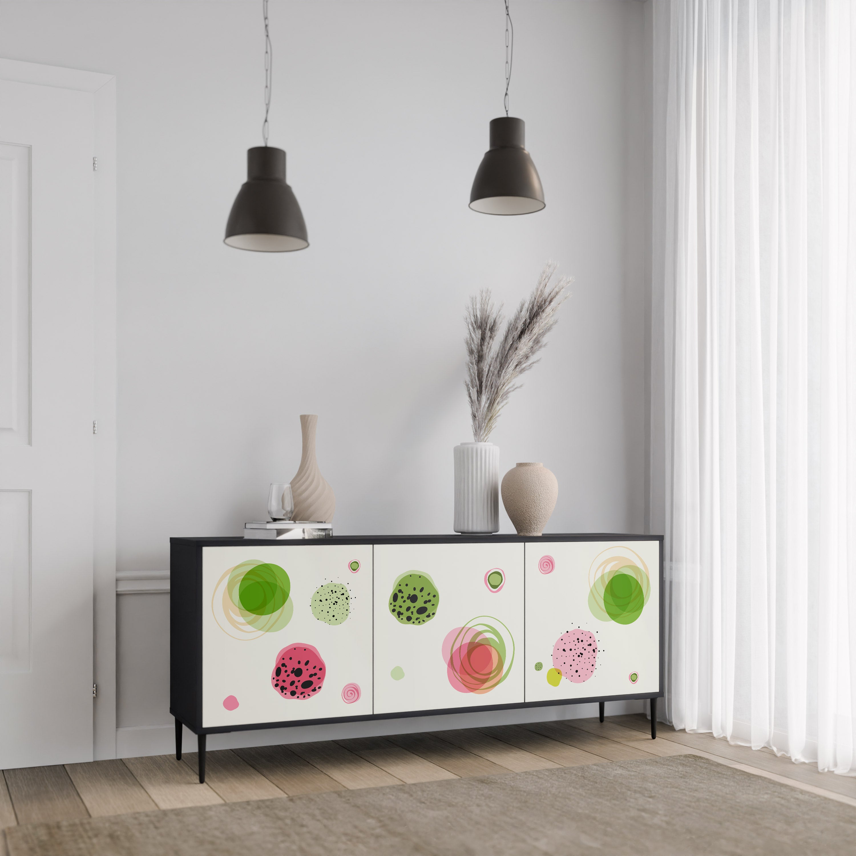 Aparador COLORFUL COSMOS de 3 puertas en acabado negro
