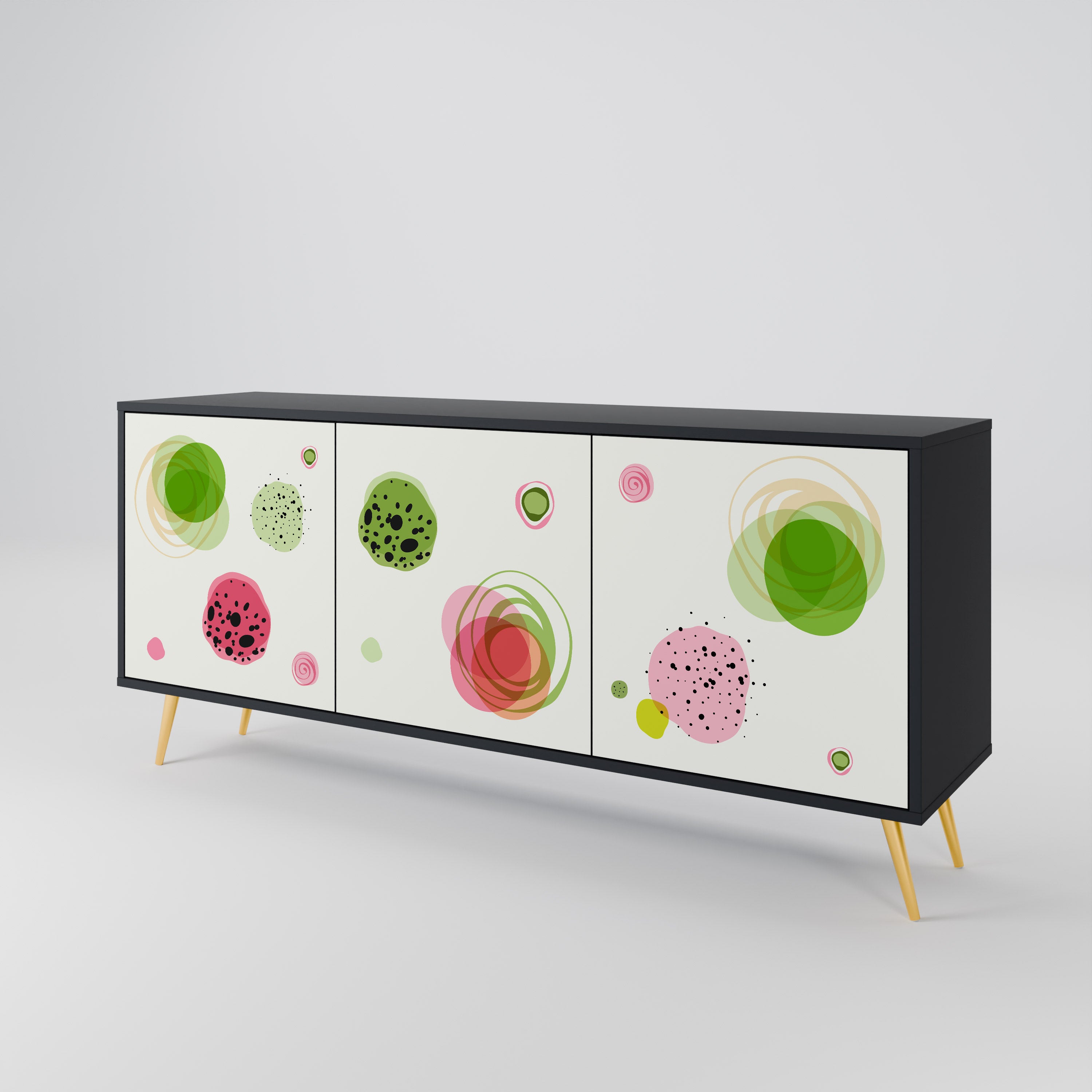 Aparador COLORFUL COSMOS de 3 puertas en acabado negro