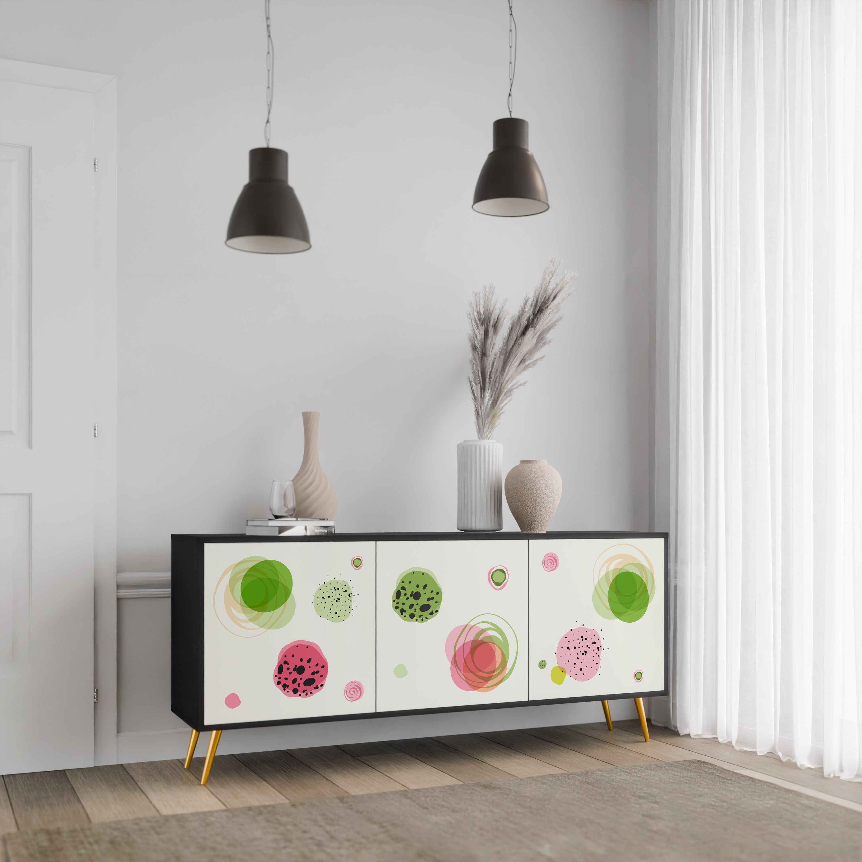 Aparador COLORFUL COSMOS de 3 puertas en acabado negro