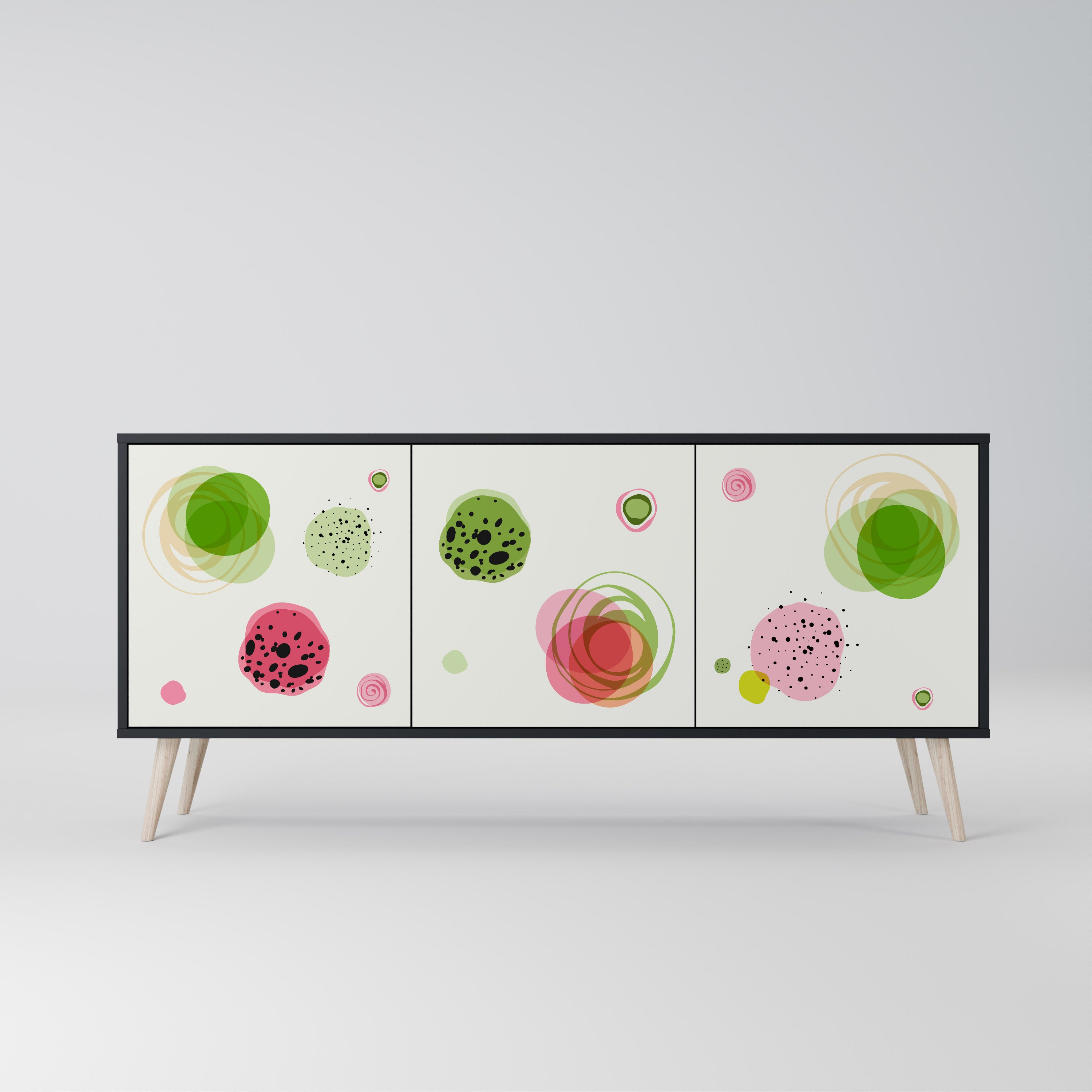Aparador COLORFUL COSMOS de 3 puertas en acabado negro