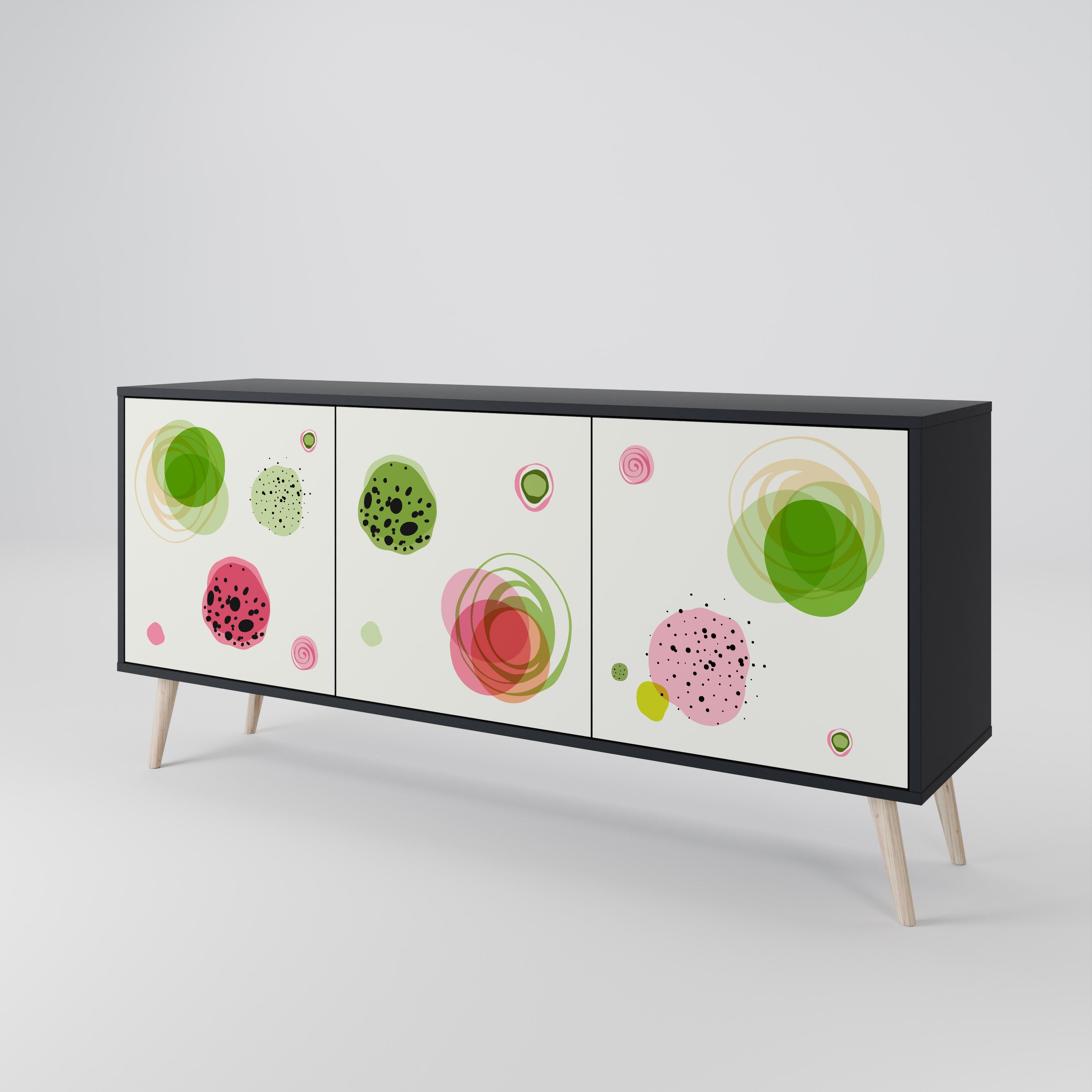 Aparador COLORFUL COSMOS de 3 puertas en acabado negro