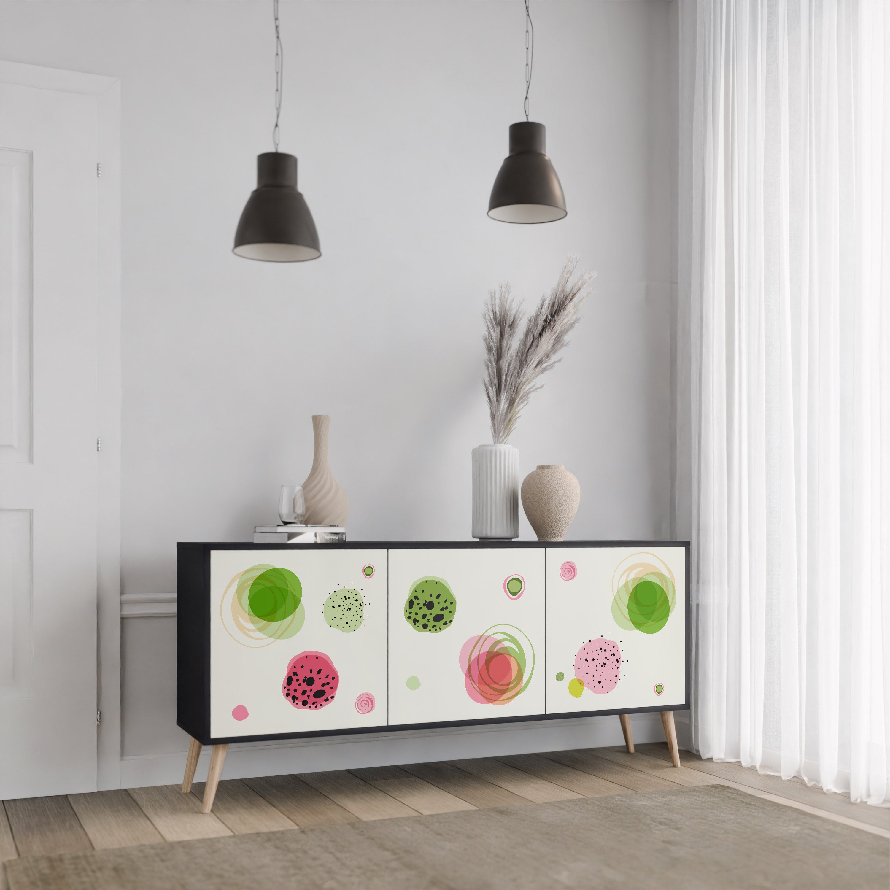 Aparador COLORFUL COSMOS de 3 puertas en acabado negro
