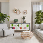 COLORFUL COSMOS Aparador de 3 Puertas en Acabado Negro