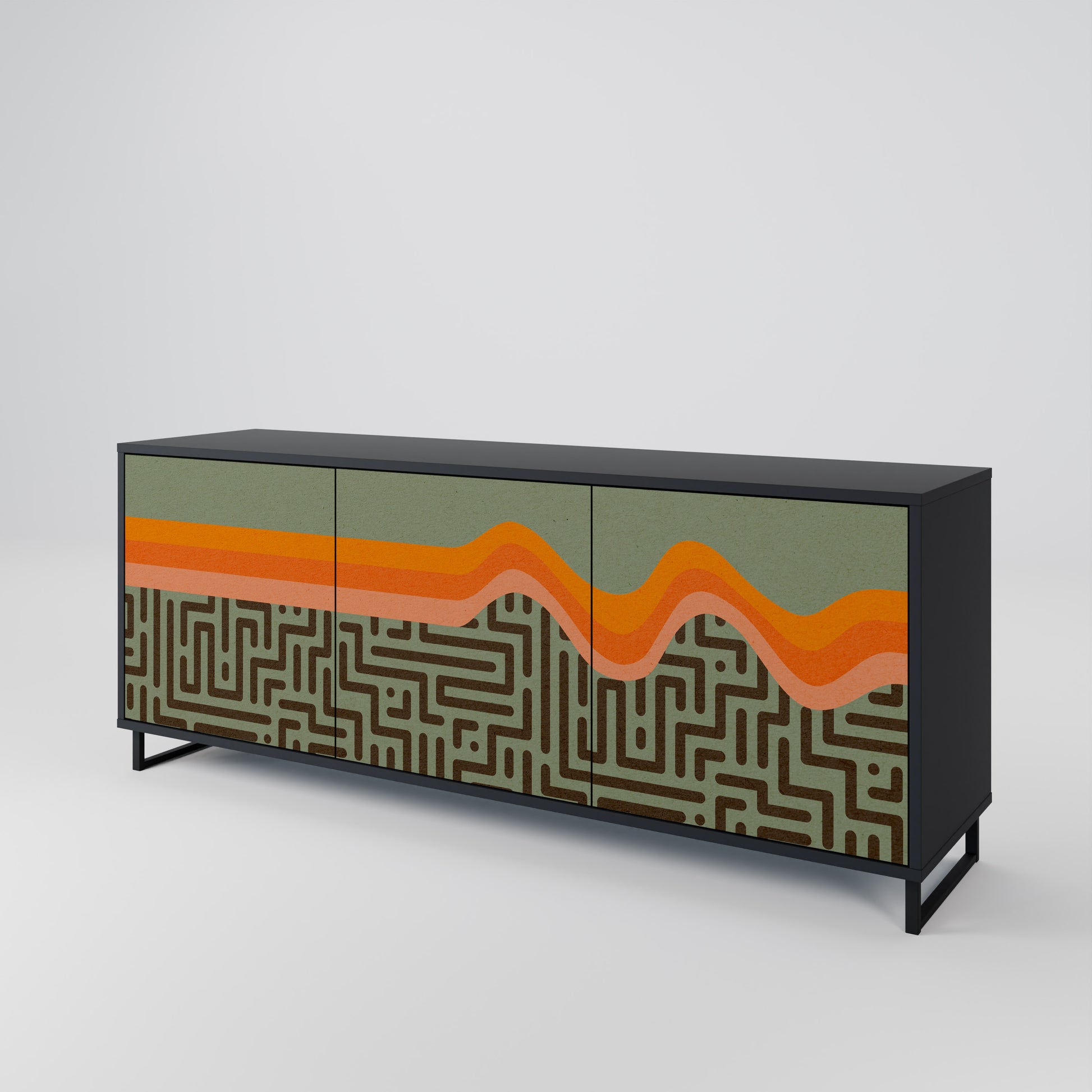 SIMPLE SOLUTIONS 3-Door Sideboard in Black Finish